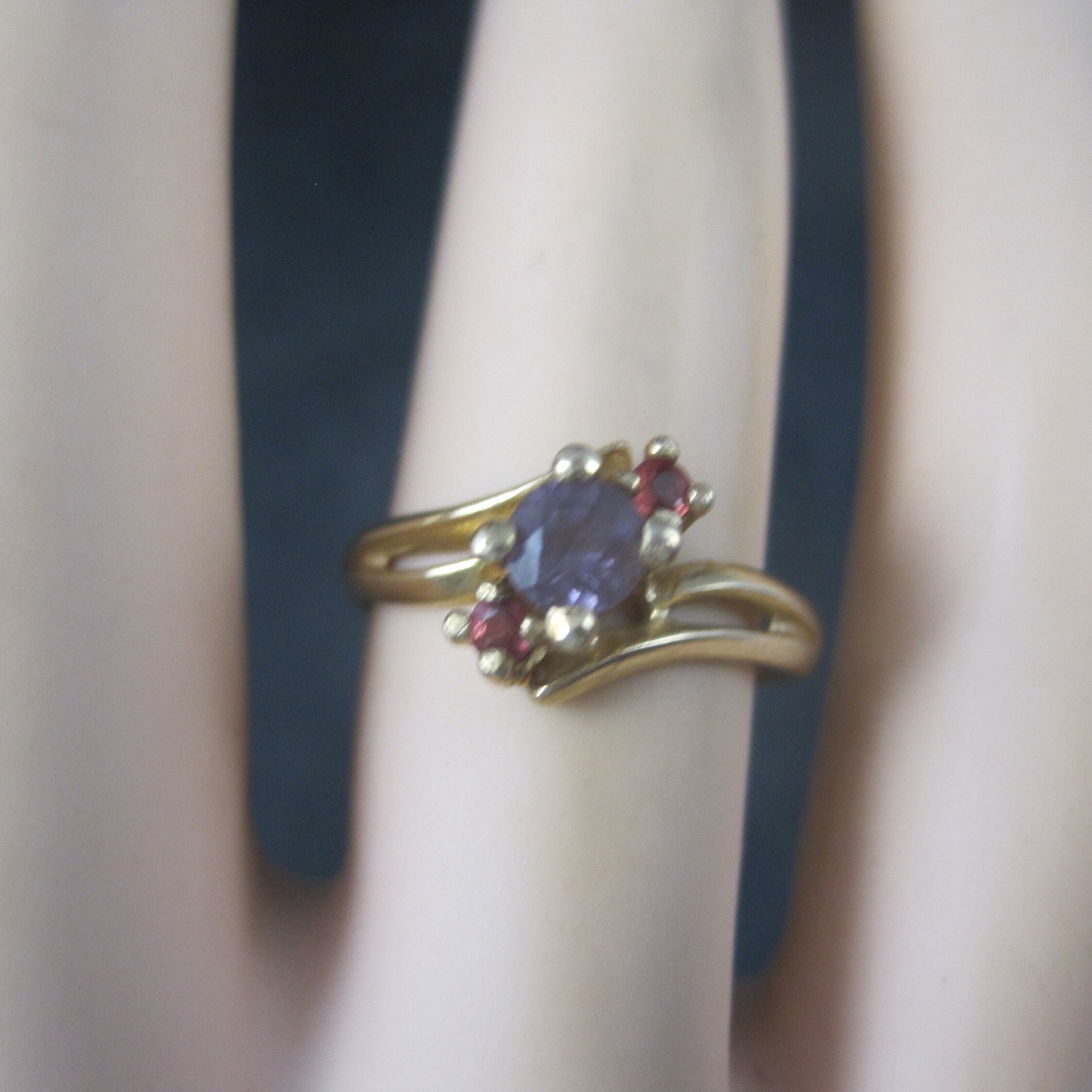 Vintage 10K Zircon Fire Opal Ring Size 6