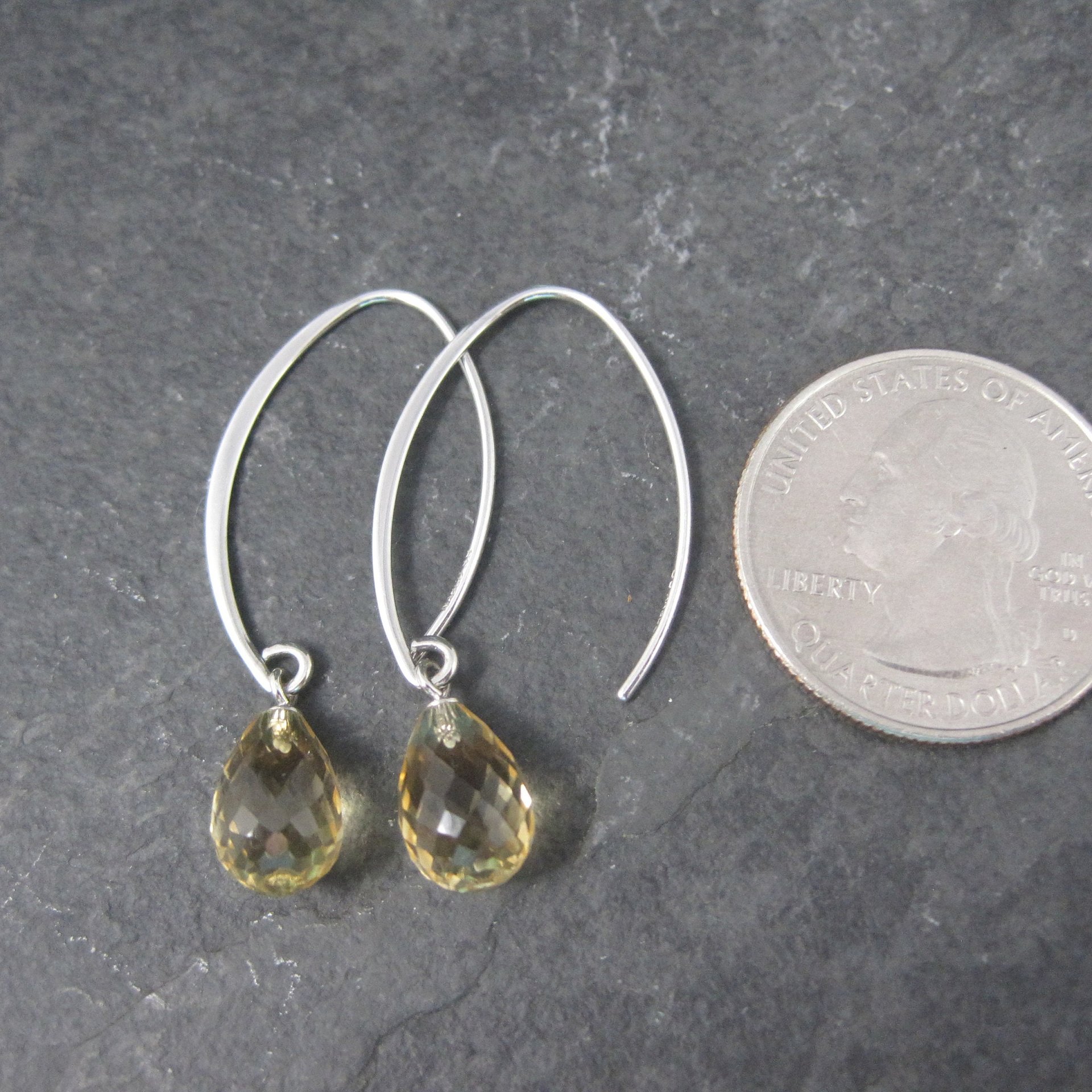 Vintage Sterling Citrine Threader Earrings