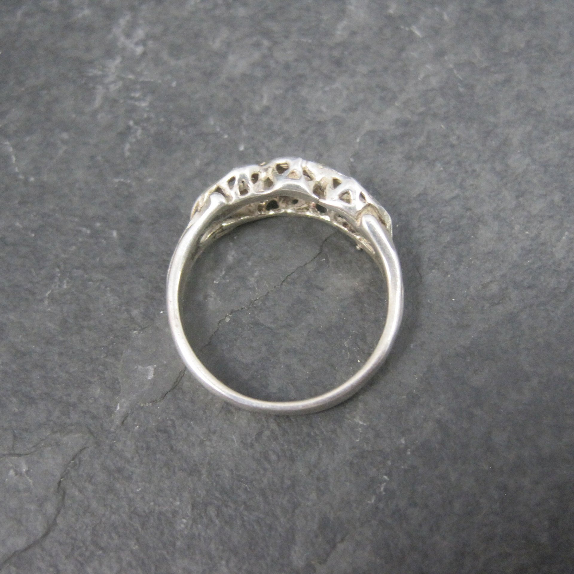 Vintage Sterling Diamond Cut Ring Size 6