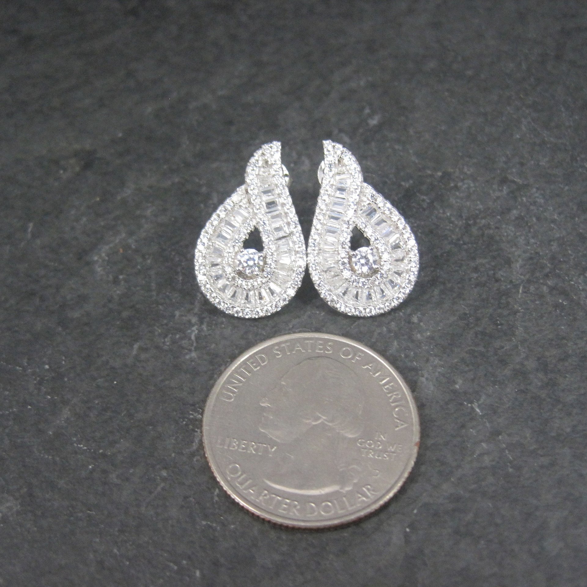 Fancy Vintage Sterling Cz Earrings