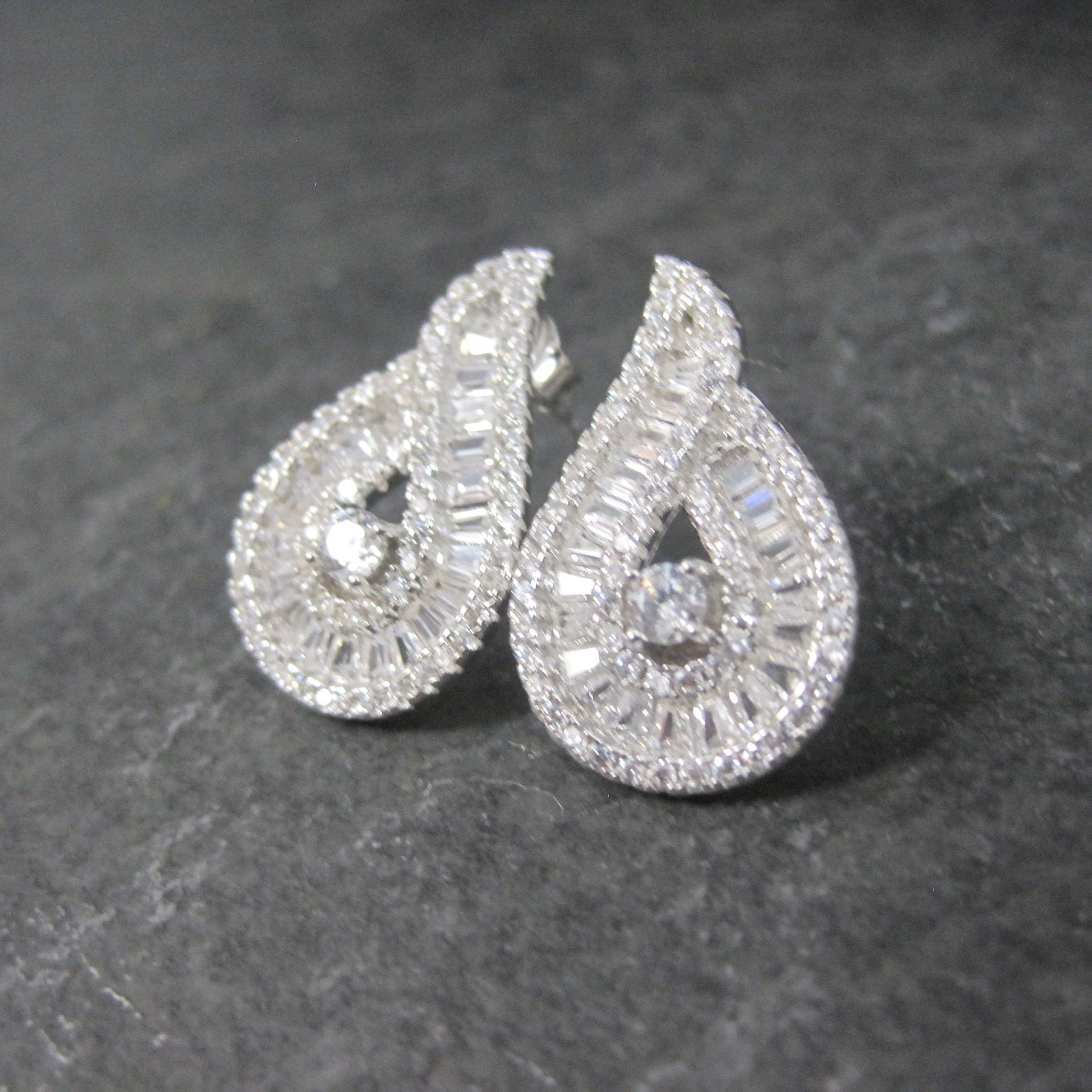 Fancy Vintage Sterling Cz Earrings