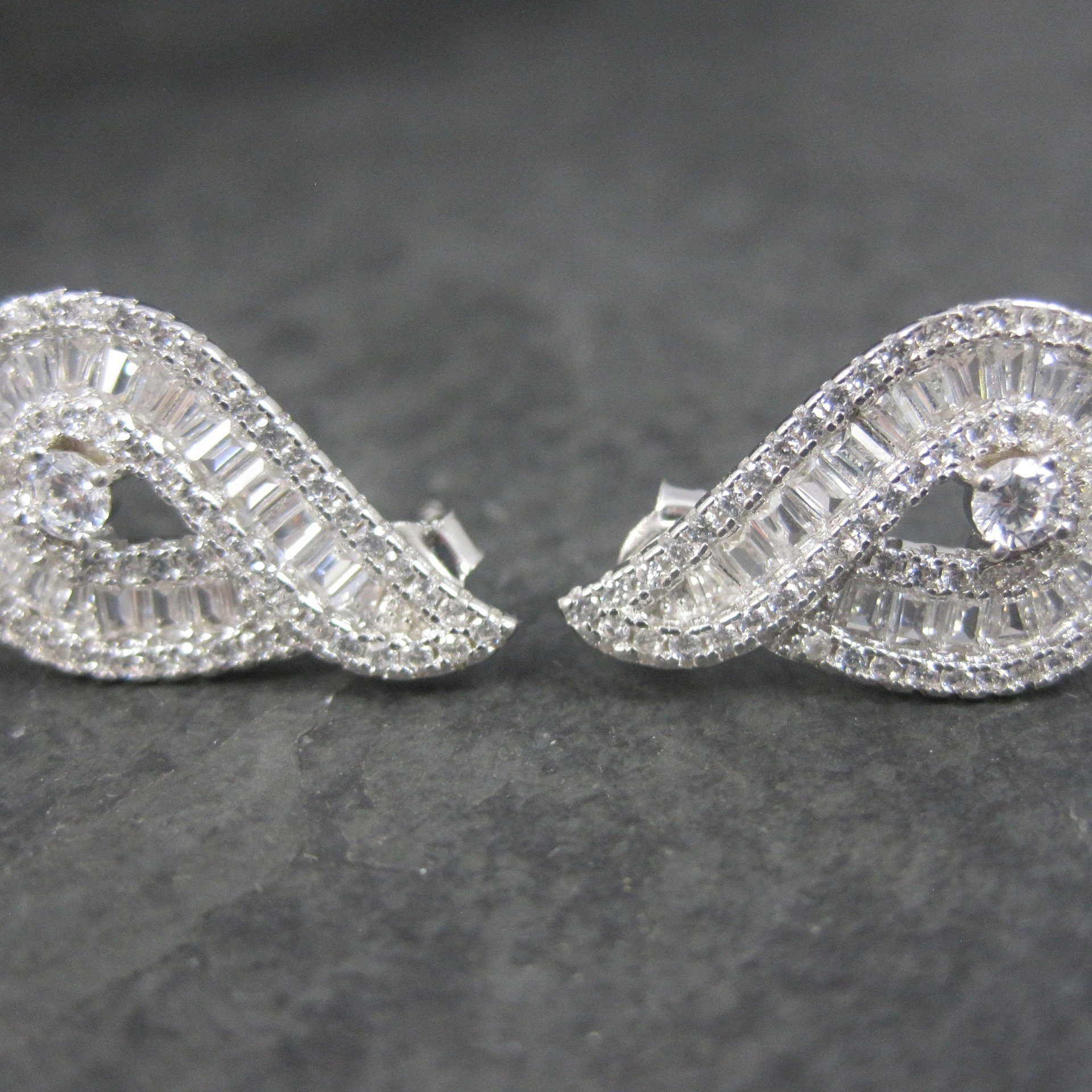 Fancy Vintage Sterling Cz Earrings