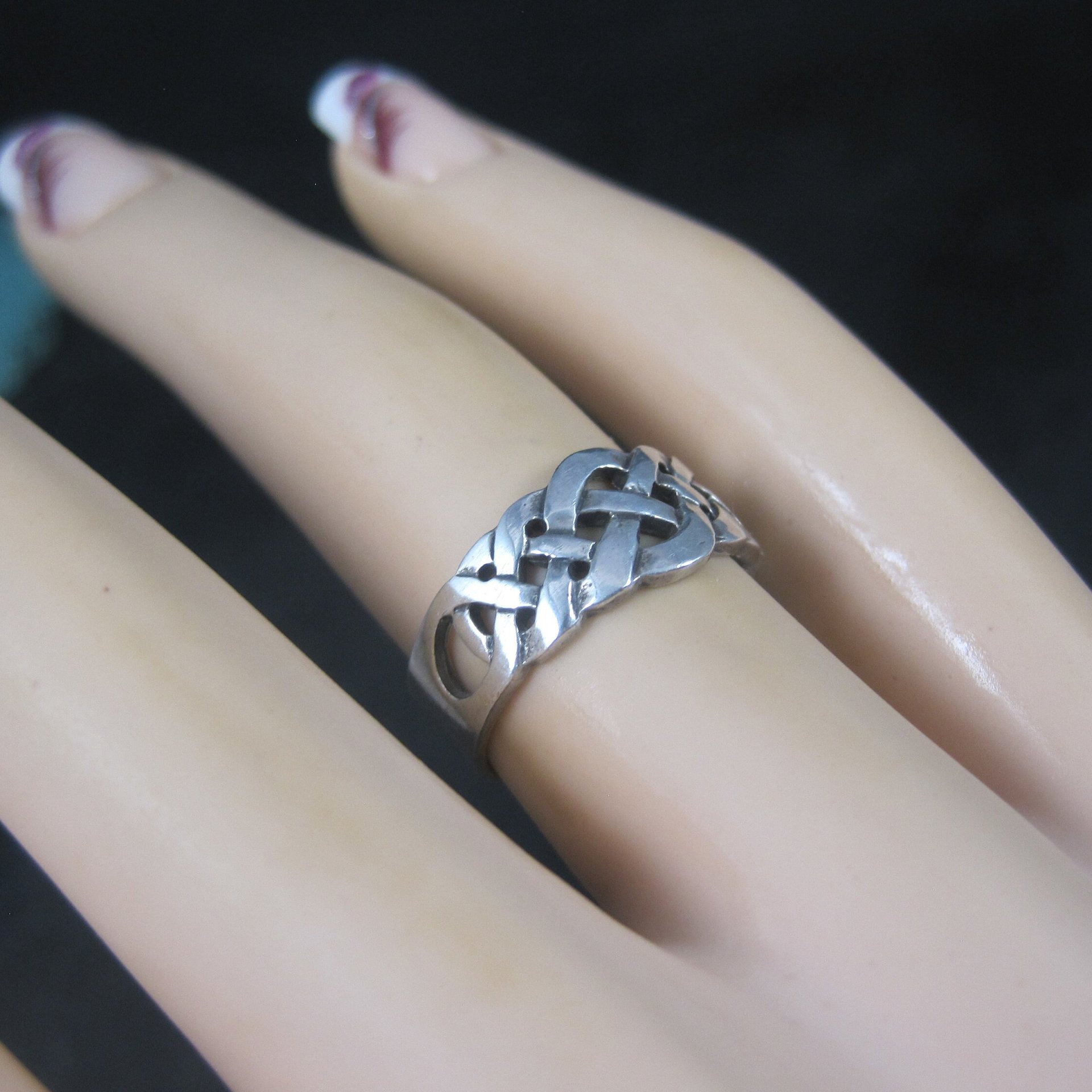 Vintage Sterling Celtic Weave Ring Size 5