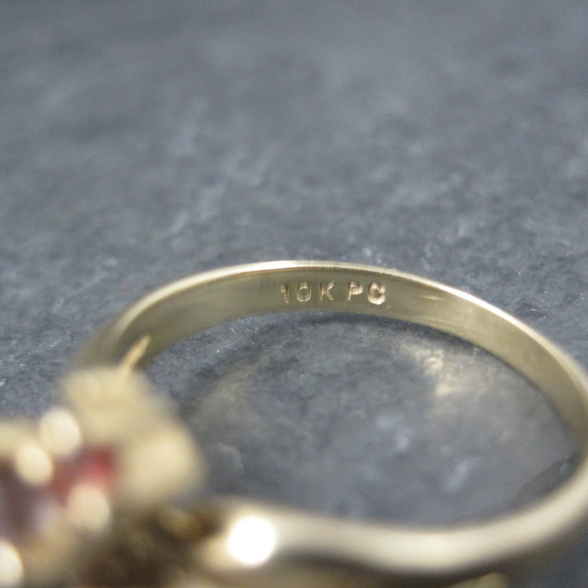 Vintage 10K Zircon Fire Opal Ring Size 6