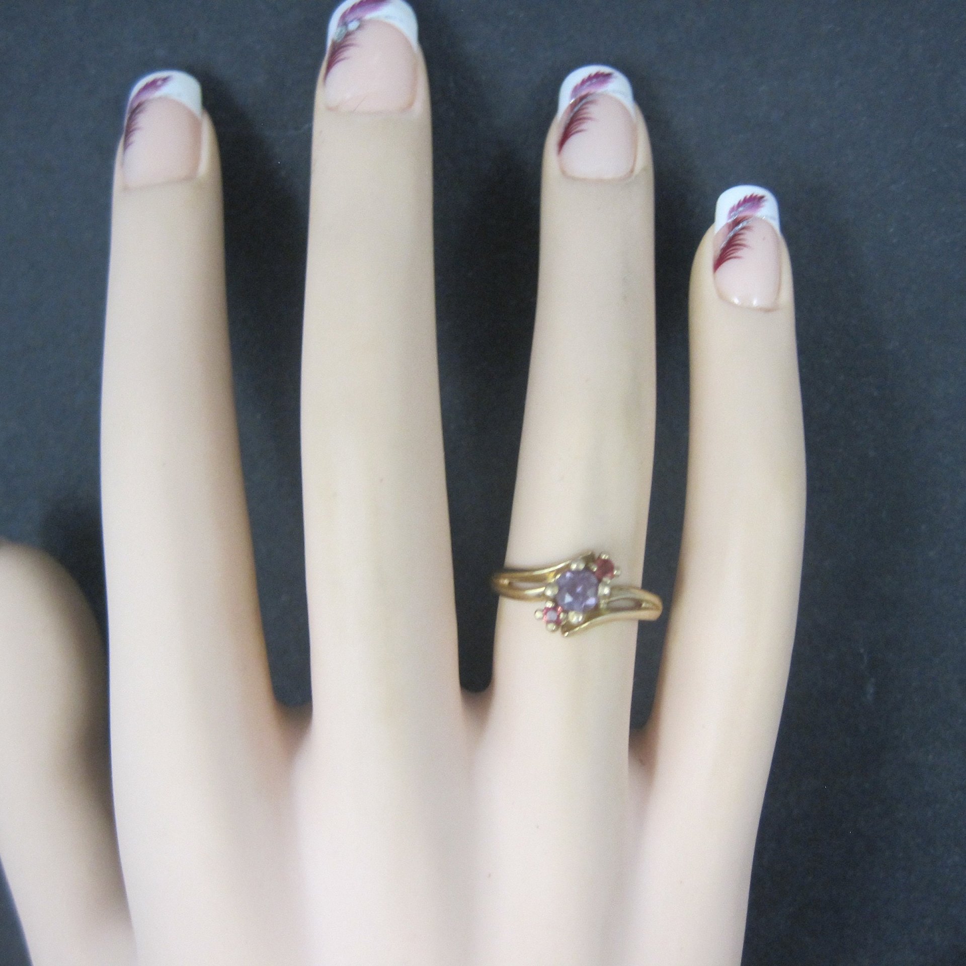 Vintage 10K Zircon Fire Opal Ring Size 6