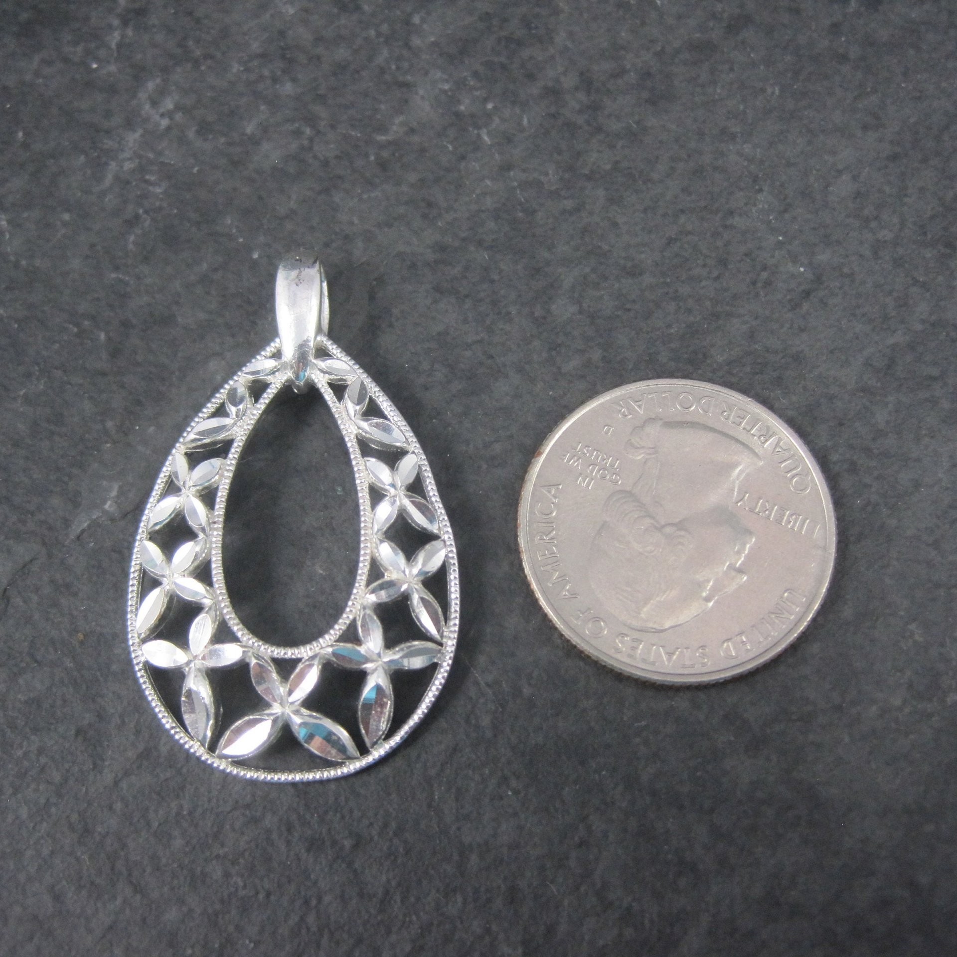 Vintage Diamond Cut Teardrop Pendant