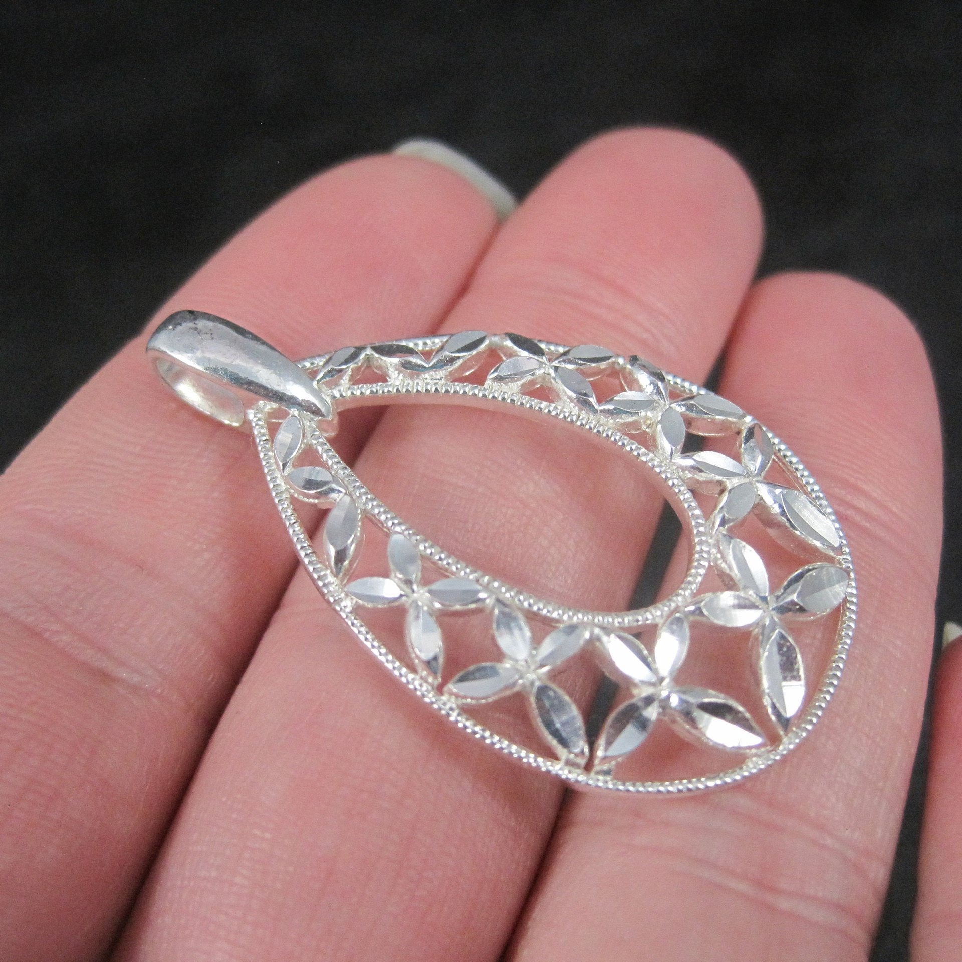 Vintage Diamond Cut Teardrop Pendant