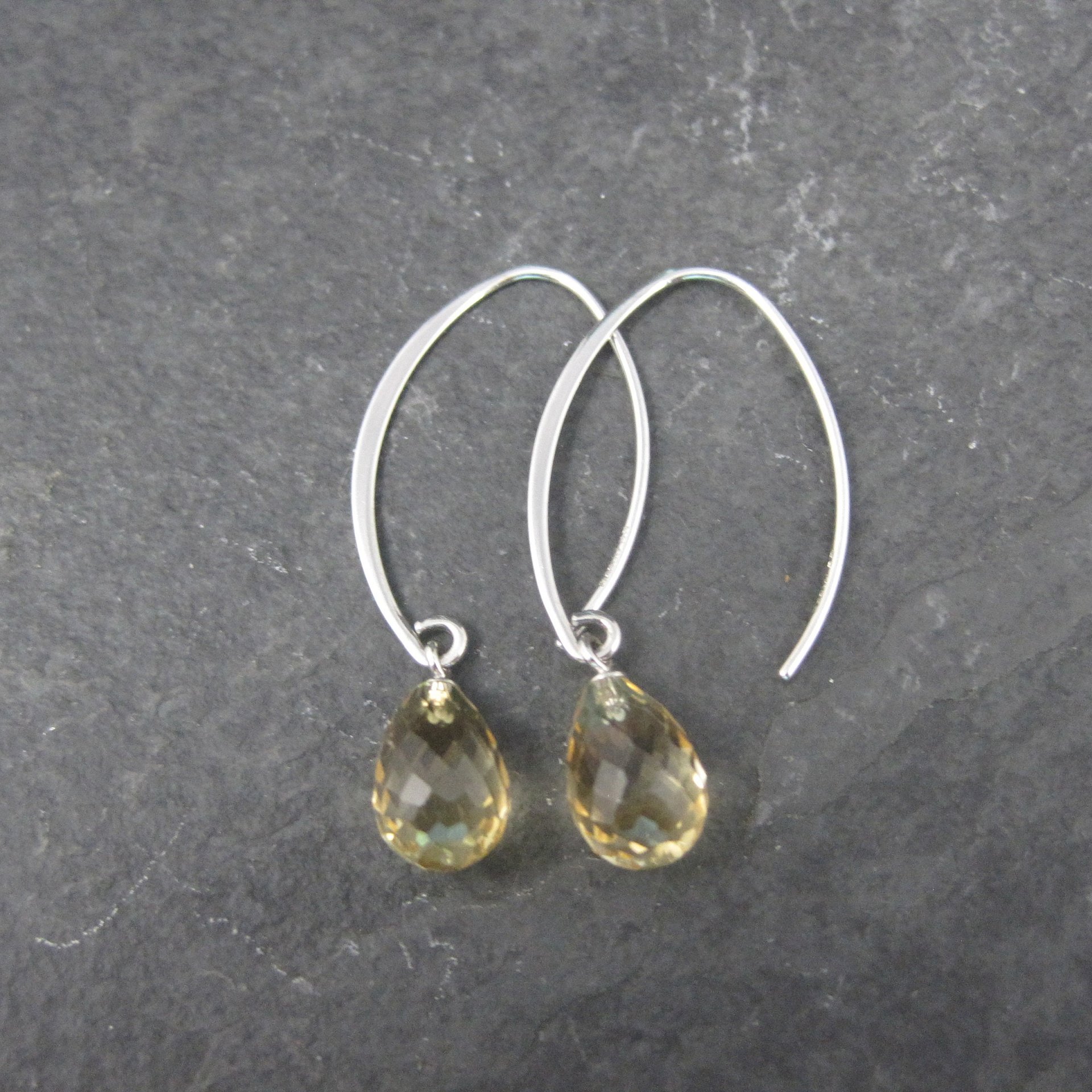 Vintage Sterling Citrine Threader Earrings