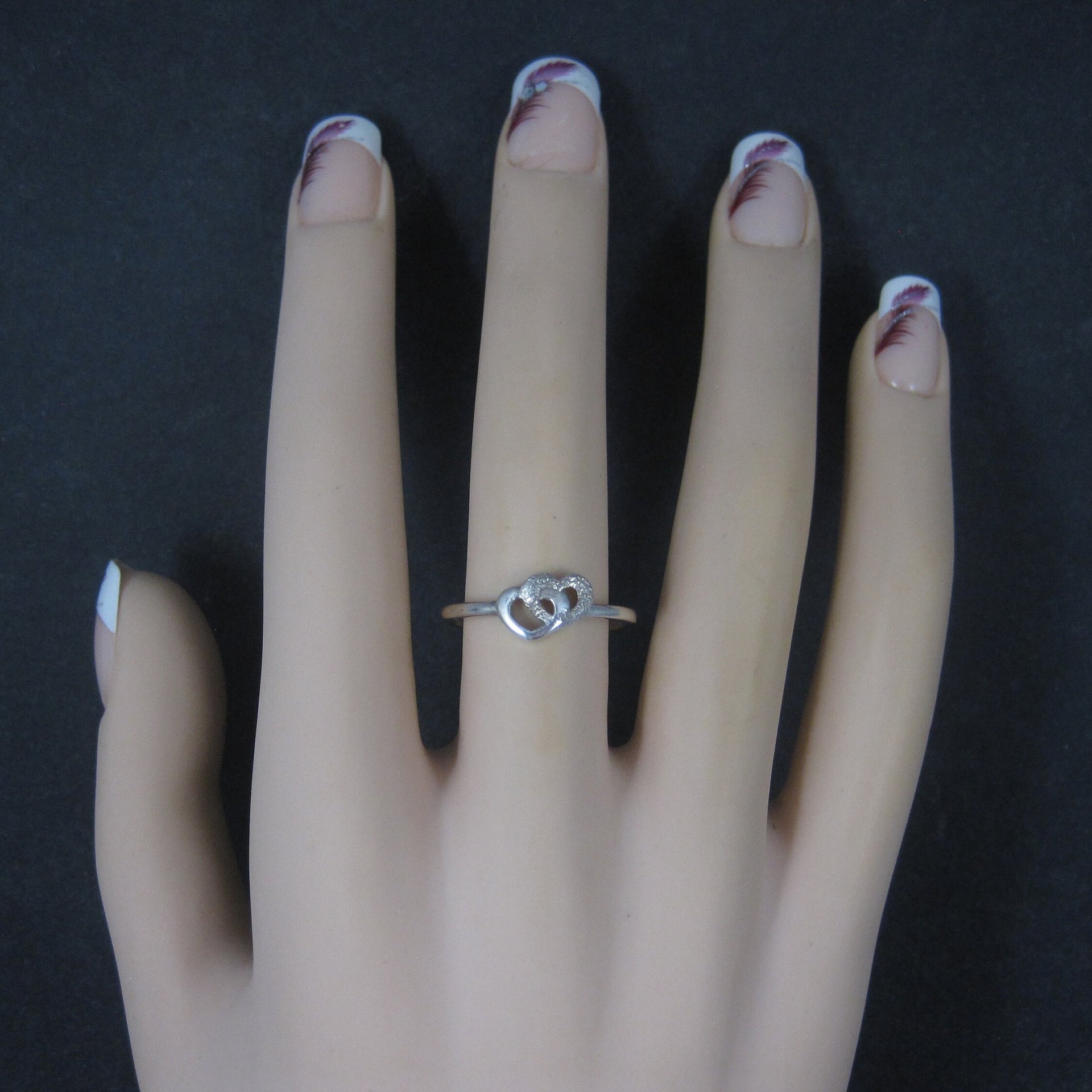 Dainty Italian Sterling Heart Ring New Old Stock Sizes 6 and 8