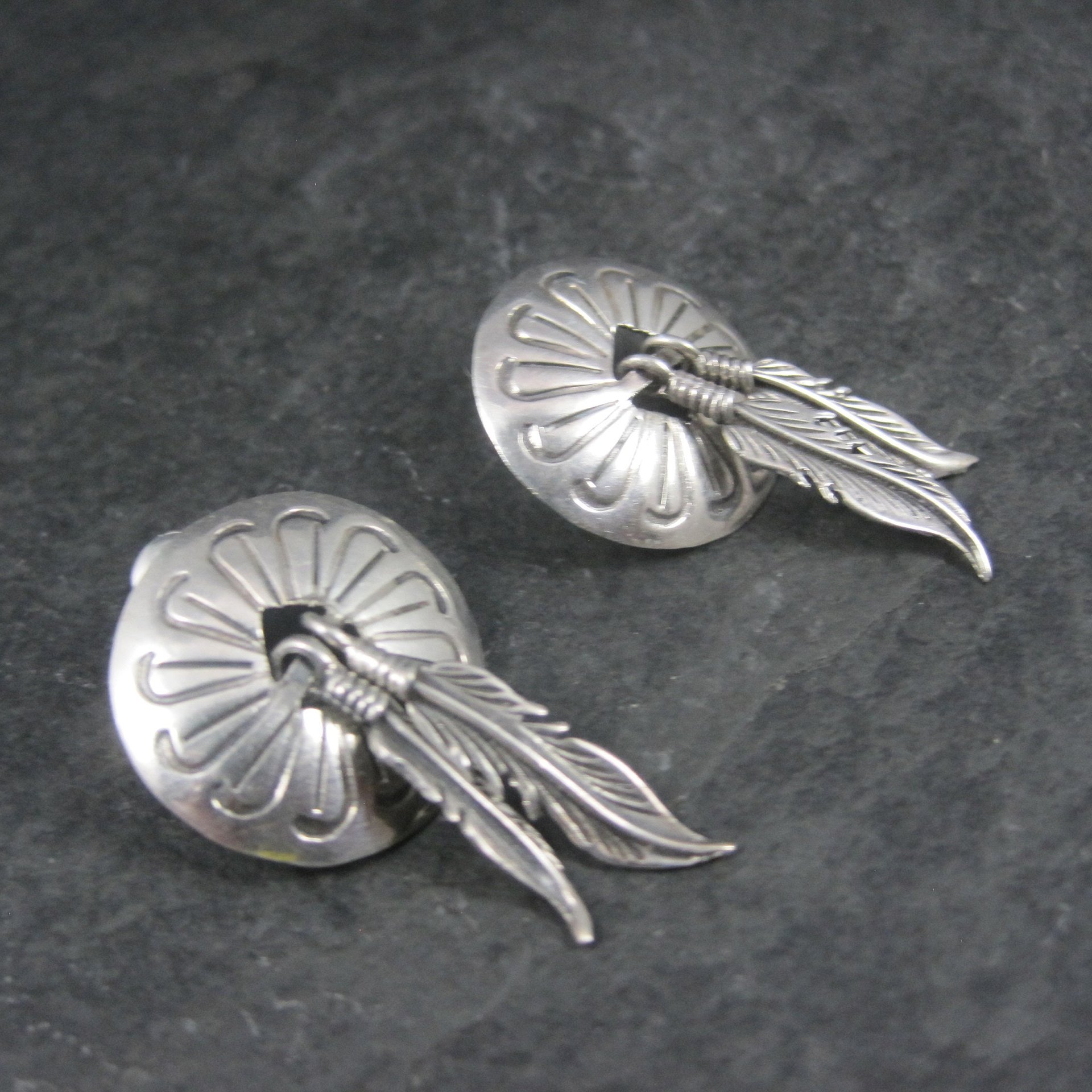 Vintage Southwestern Sterling Feather Earrings