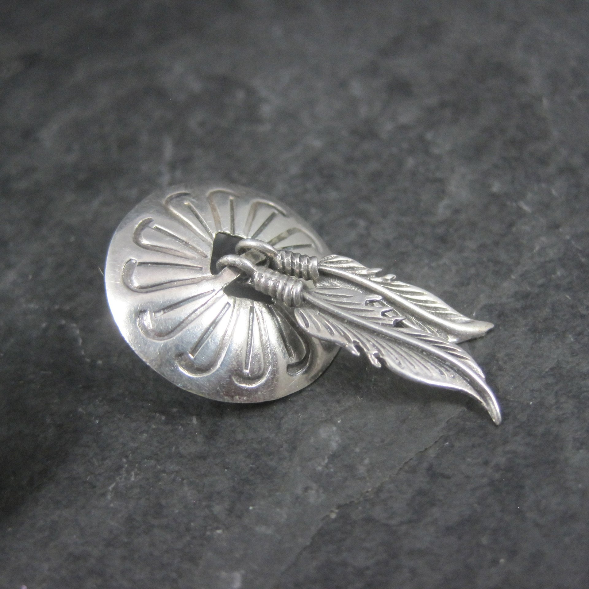 Vintage Southwestern Sterling Feather Earrings