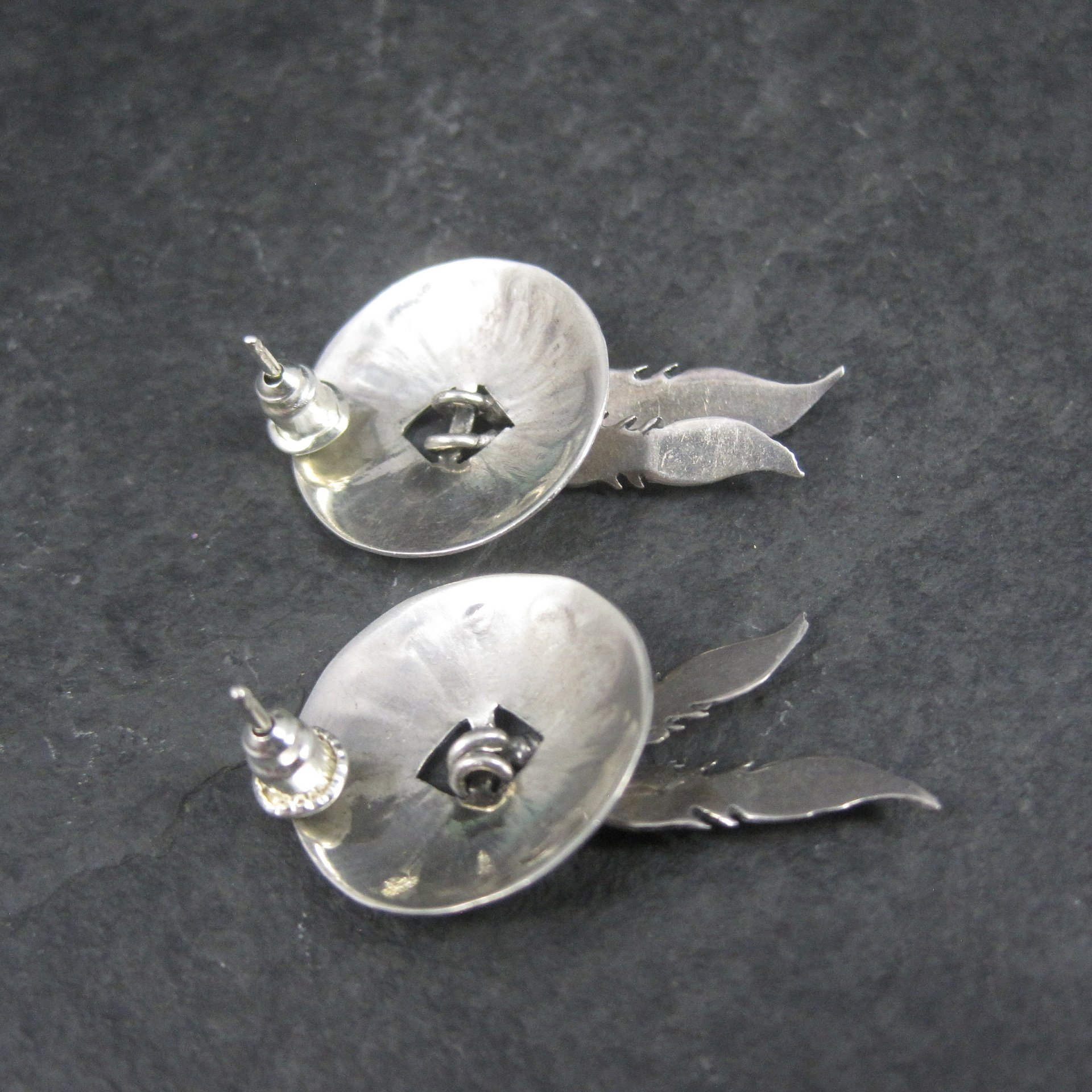 Vintage Southwestern Sterling Feather Earrings