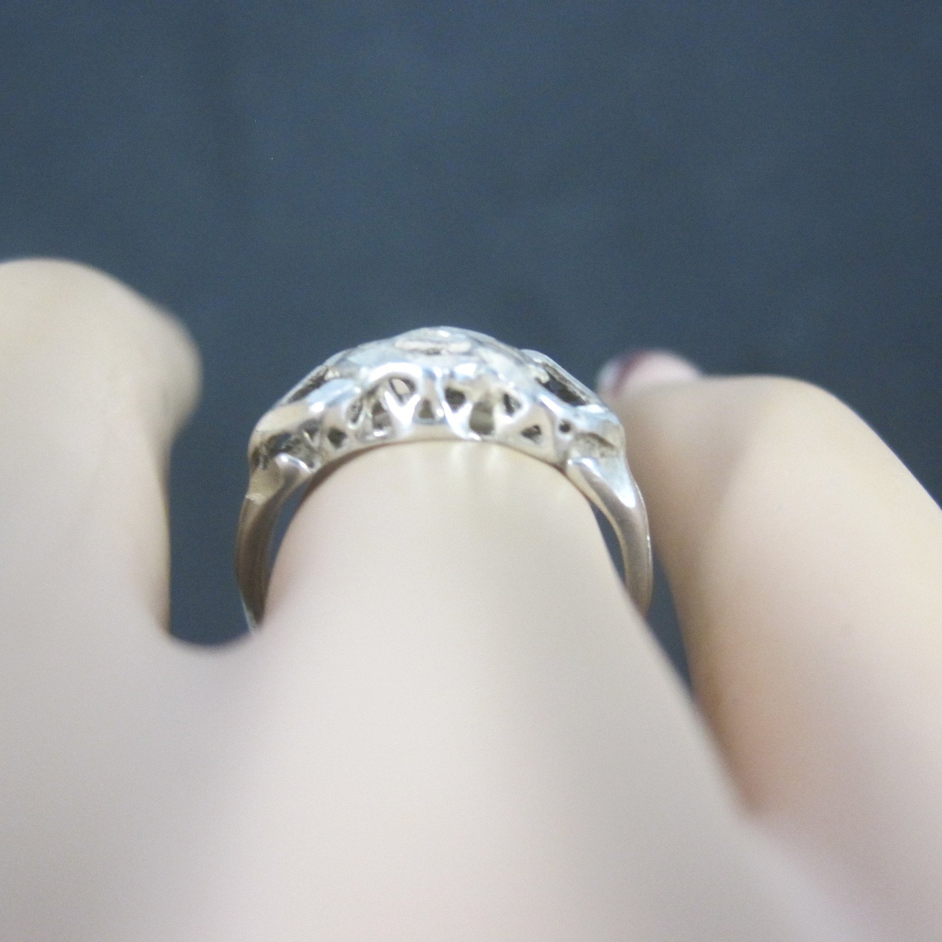 Vintage Sterling Diamond Cut Ring Size 6