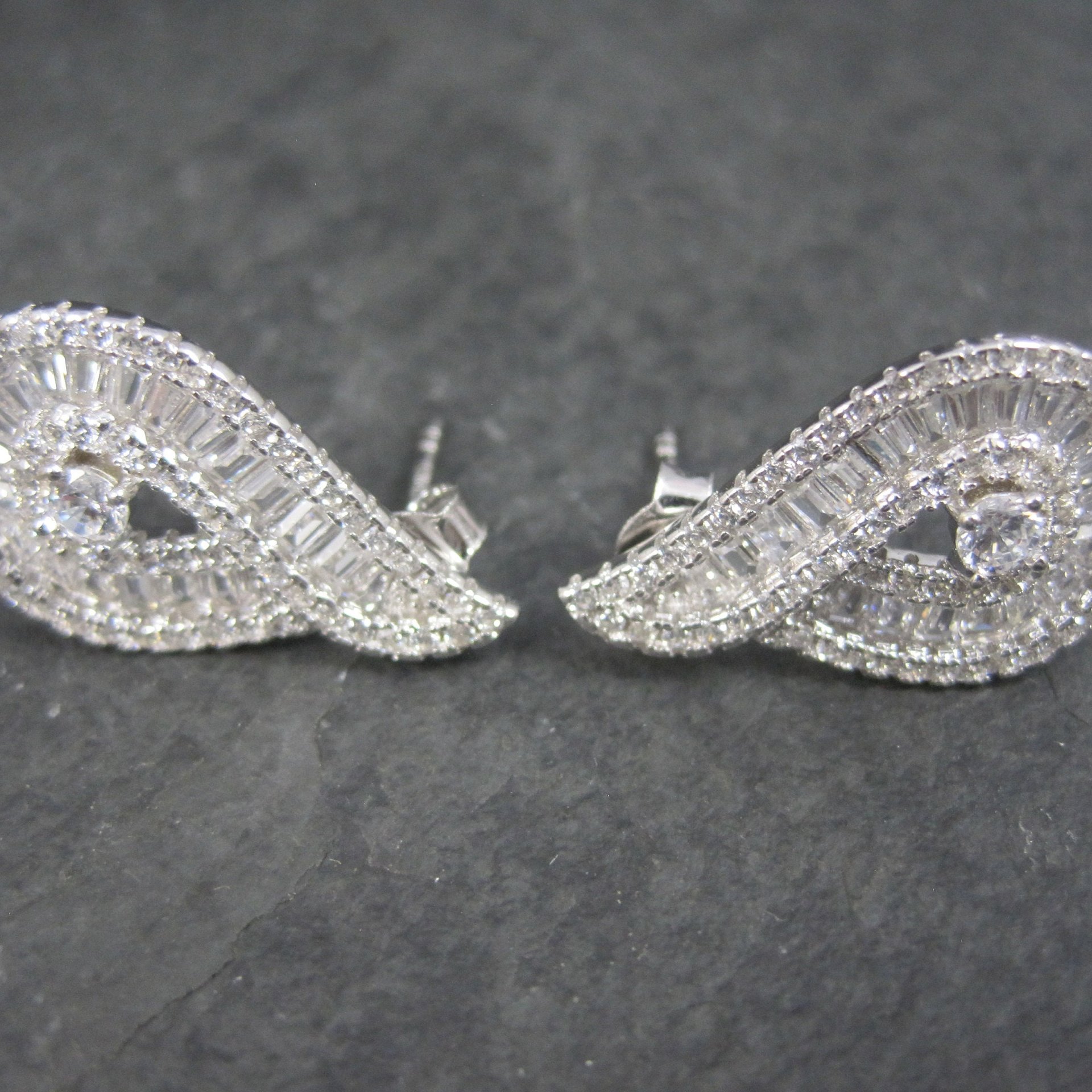 Fancy Vintage Sterling Cz Earrings