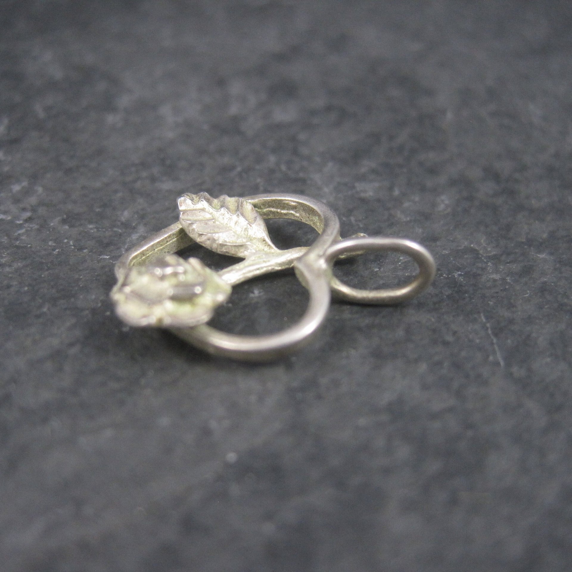 Sterling Diamond Cut Heart Rose Pendant