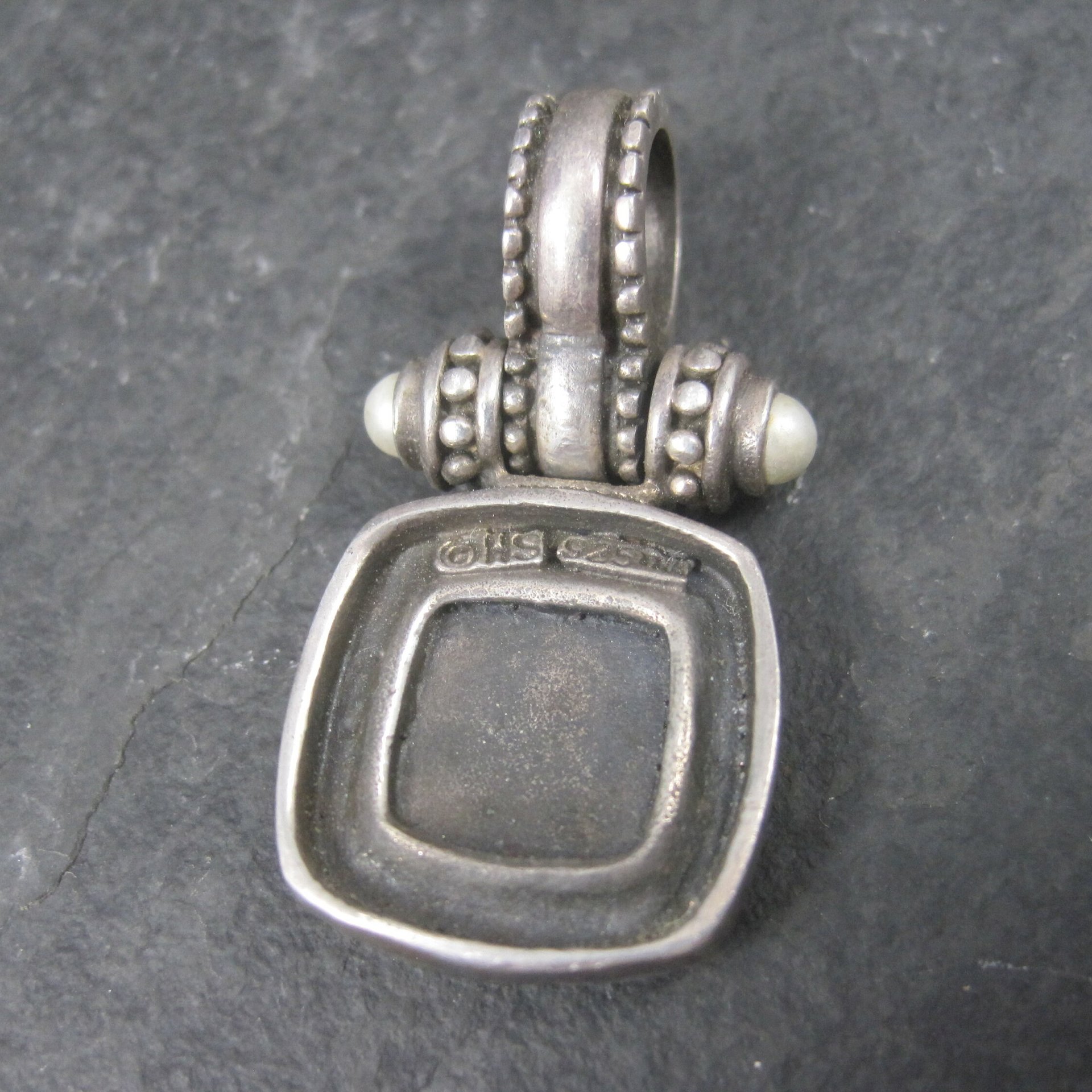 Estate Sterling Hinged Pearl Pendant