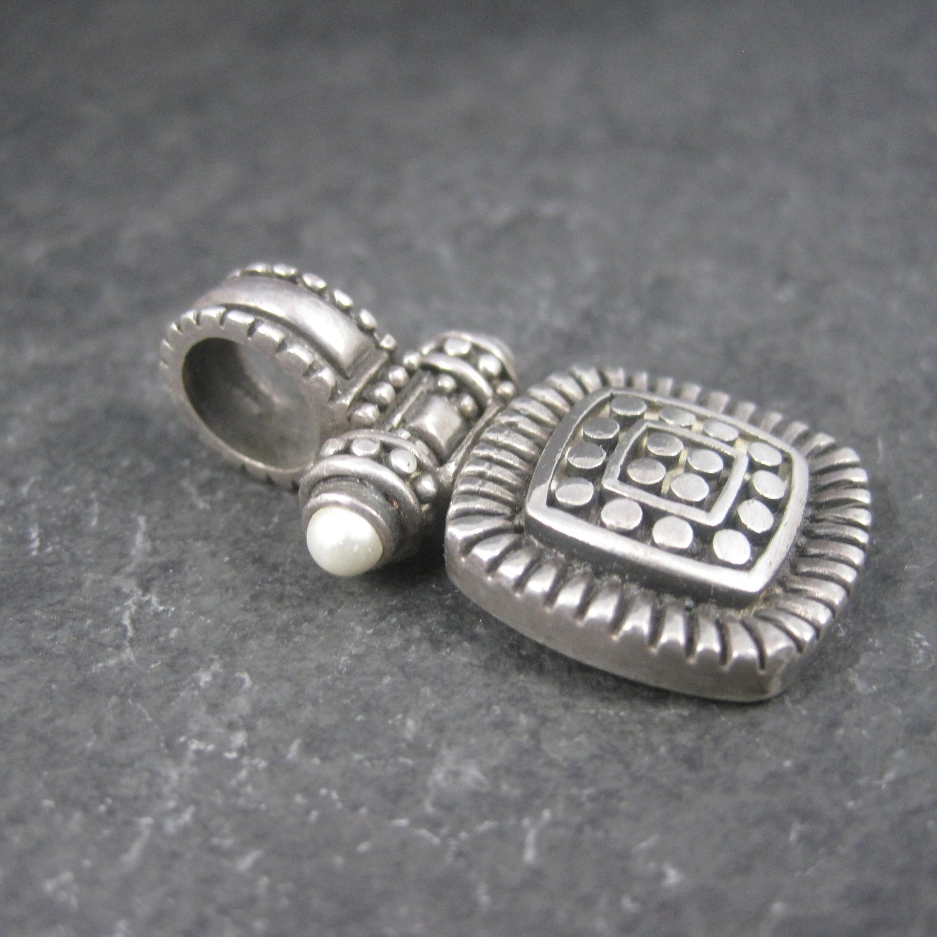Estate Sterling Hinged Pearl Pendant