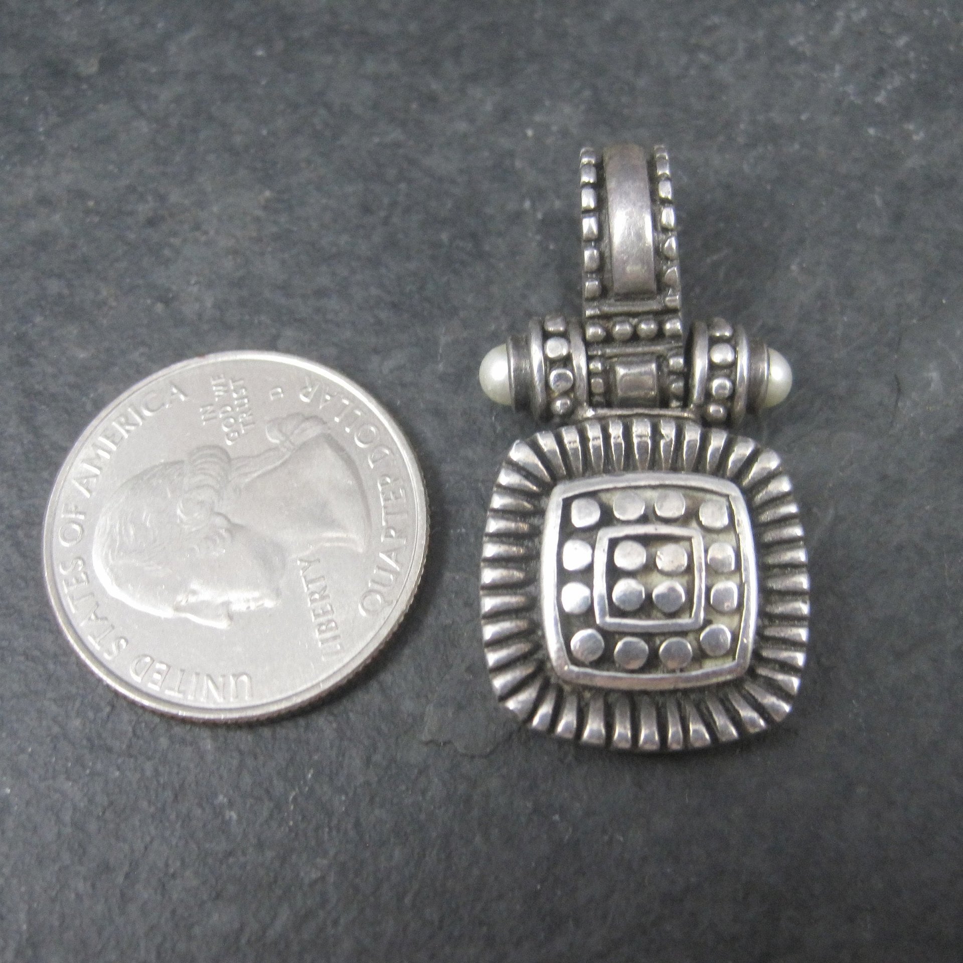 Estate Sterling Hinged Pearl Pendant