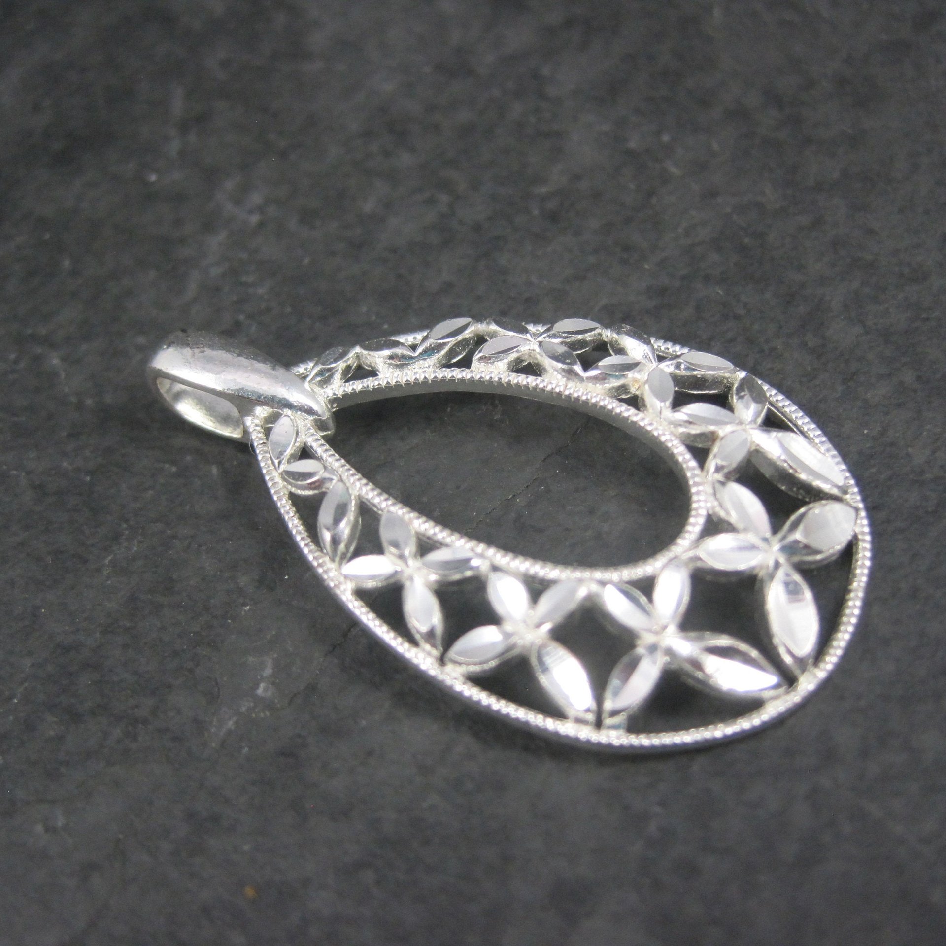 Vintage Diamond Cut Teardrop Pendant