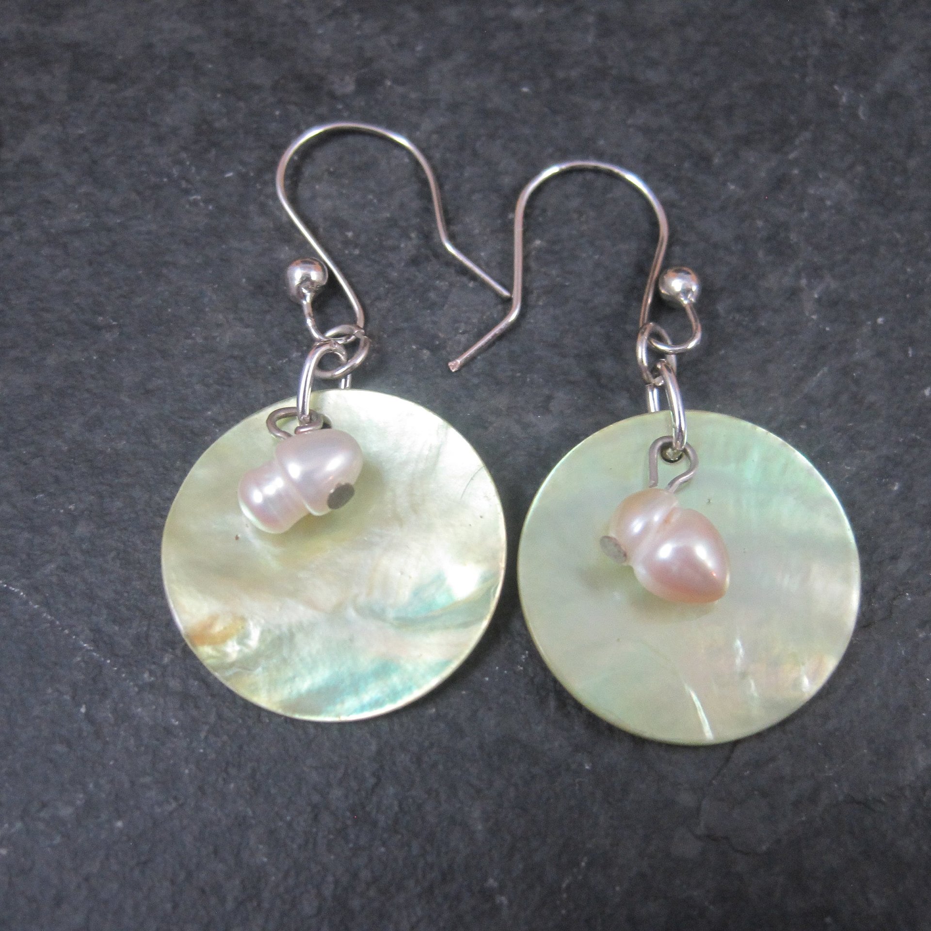 Sterling Green Mother of Pearl Earrings