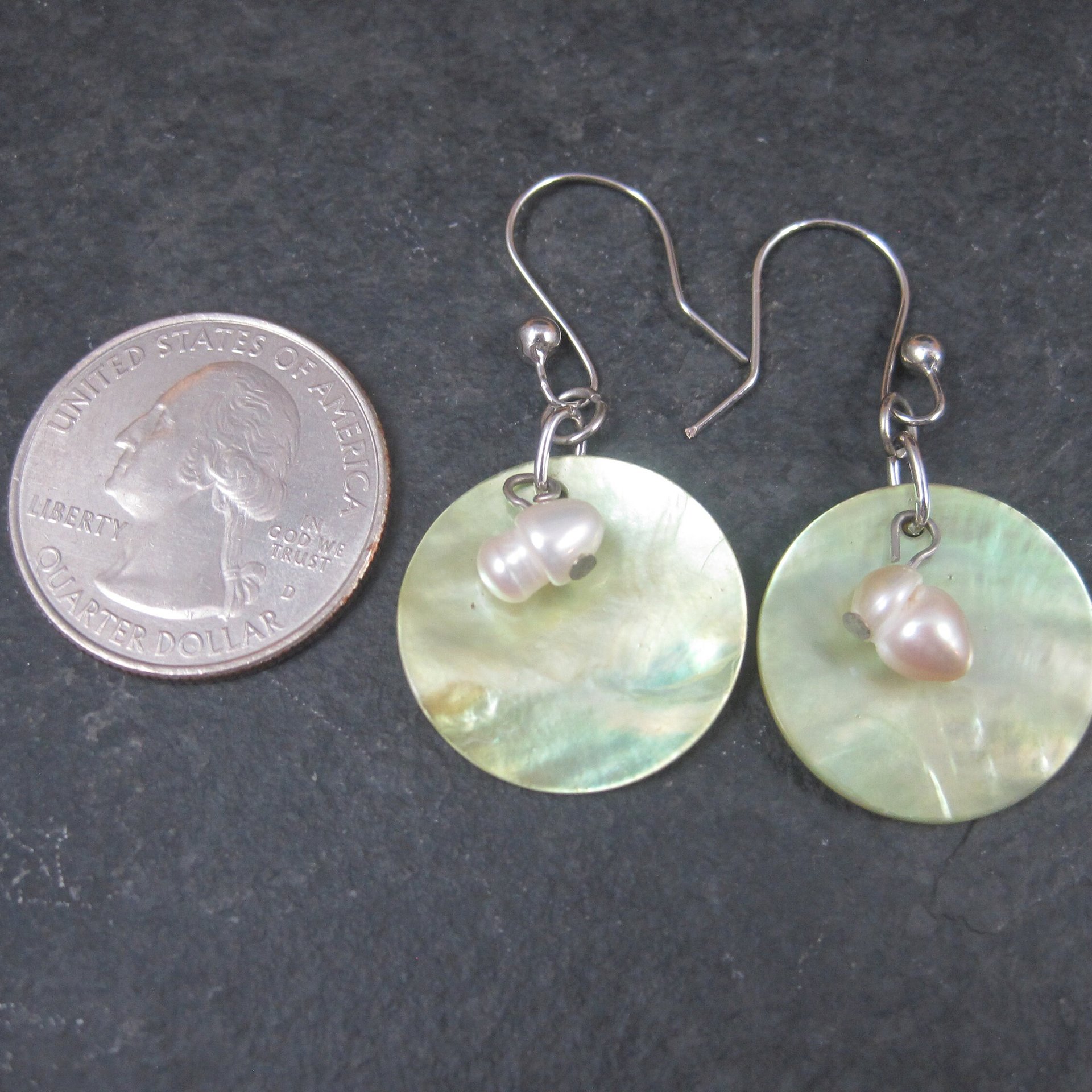 Sterling Green Mother of Pearl Earrings