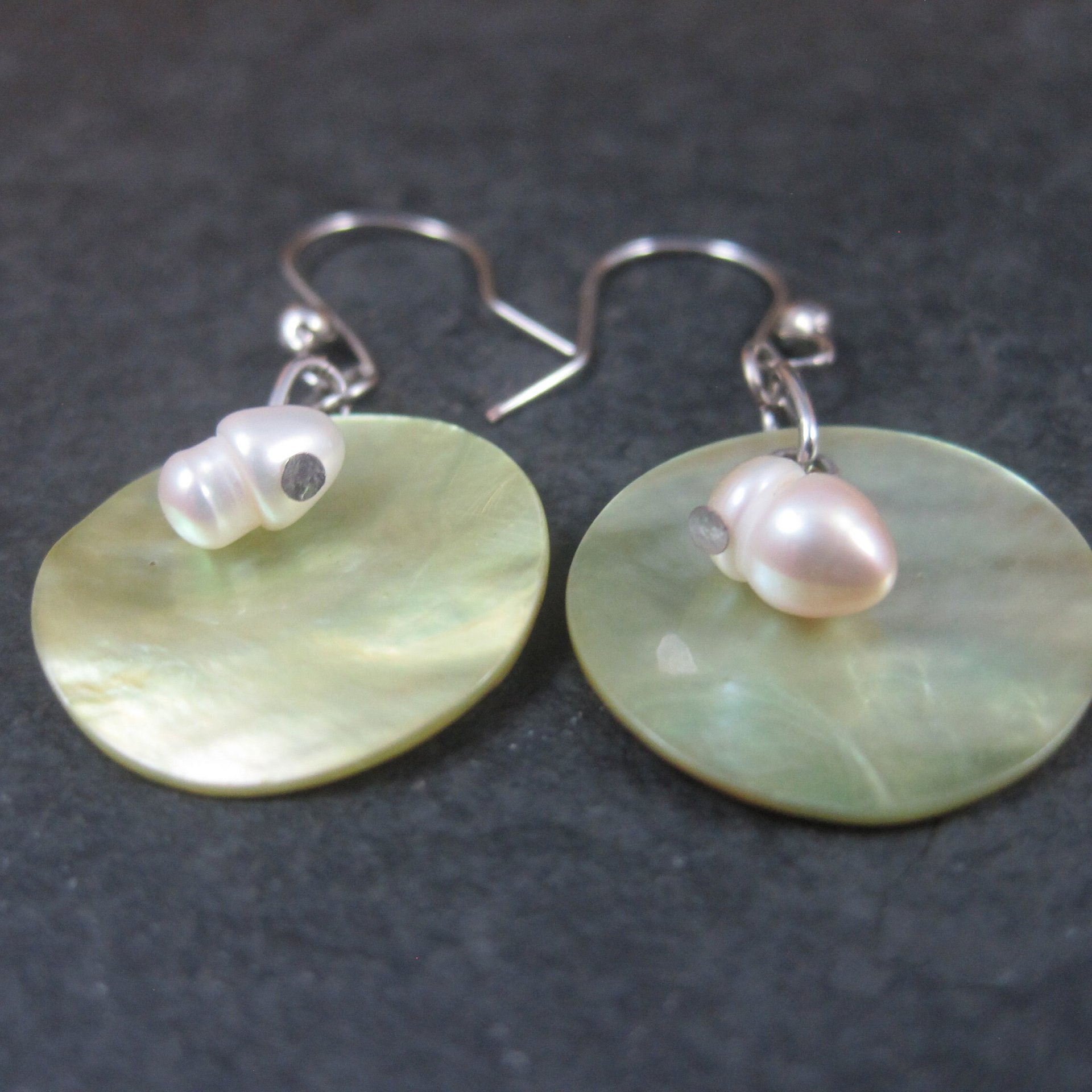 Sterling Green Mother of Pearl Earrings