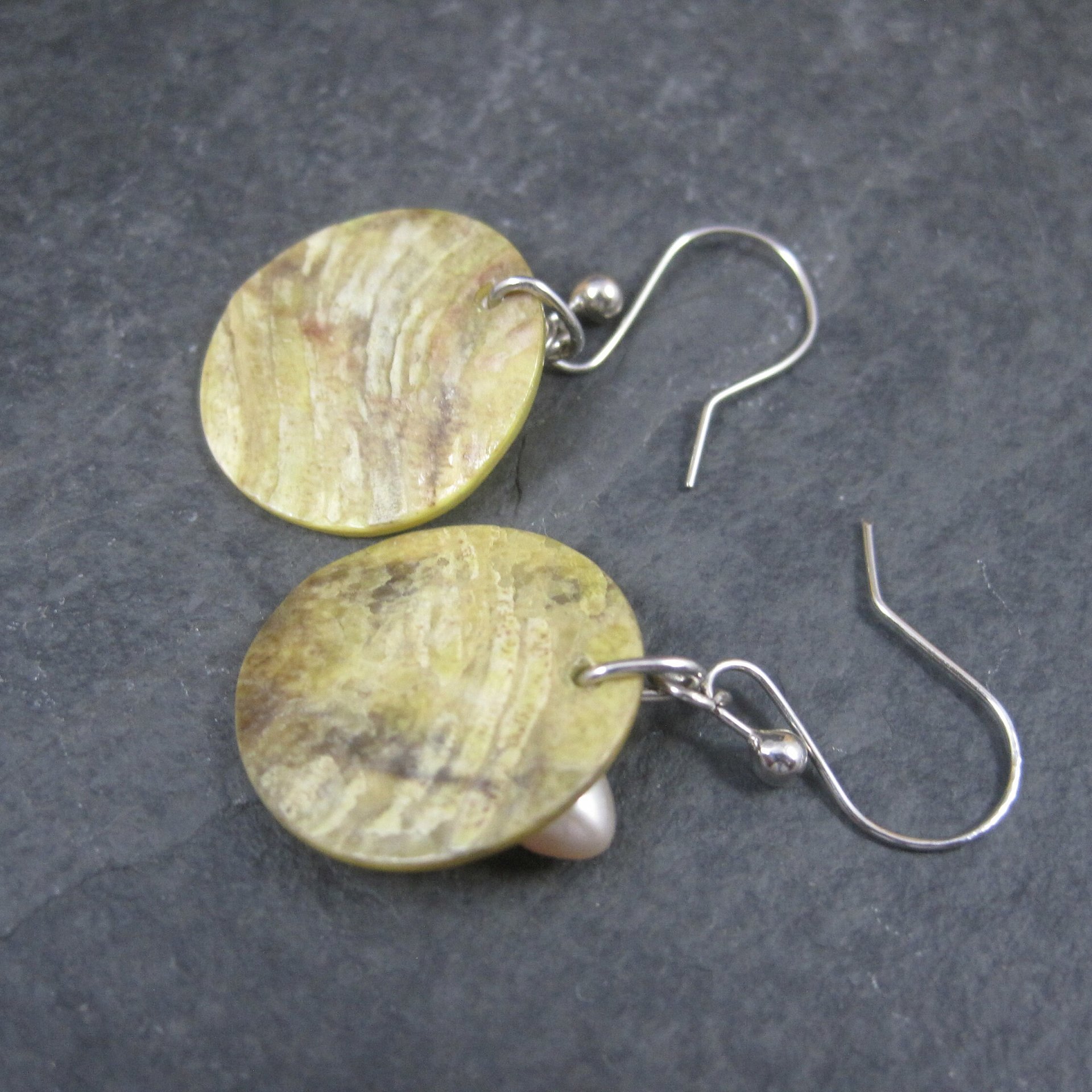 Sterling Green Mother of Pearl Earrings