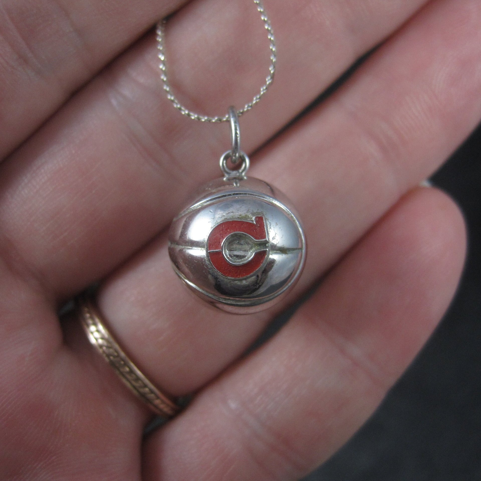 Vintage Sterling 80s Cleveland Basketball Pendant Necklace