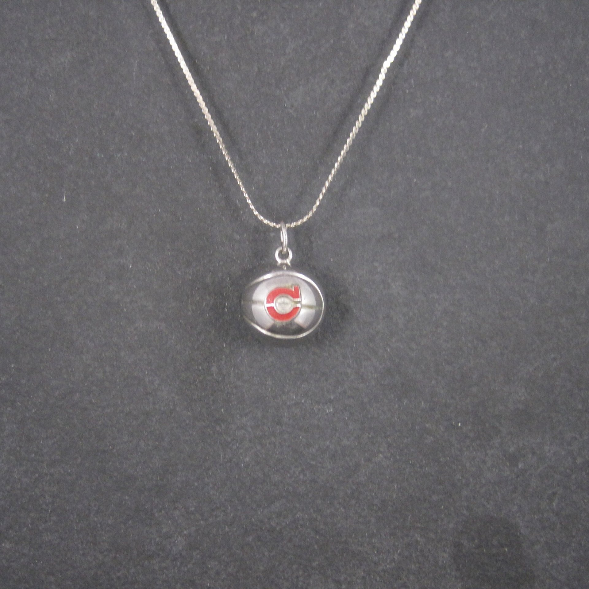 Vintage Sterling 80s Cleveland Basketball Pendant Necklace