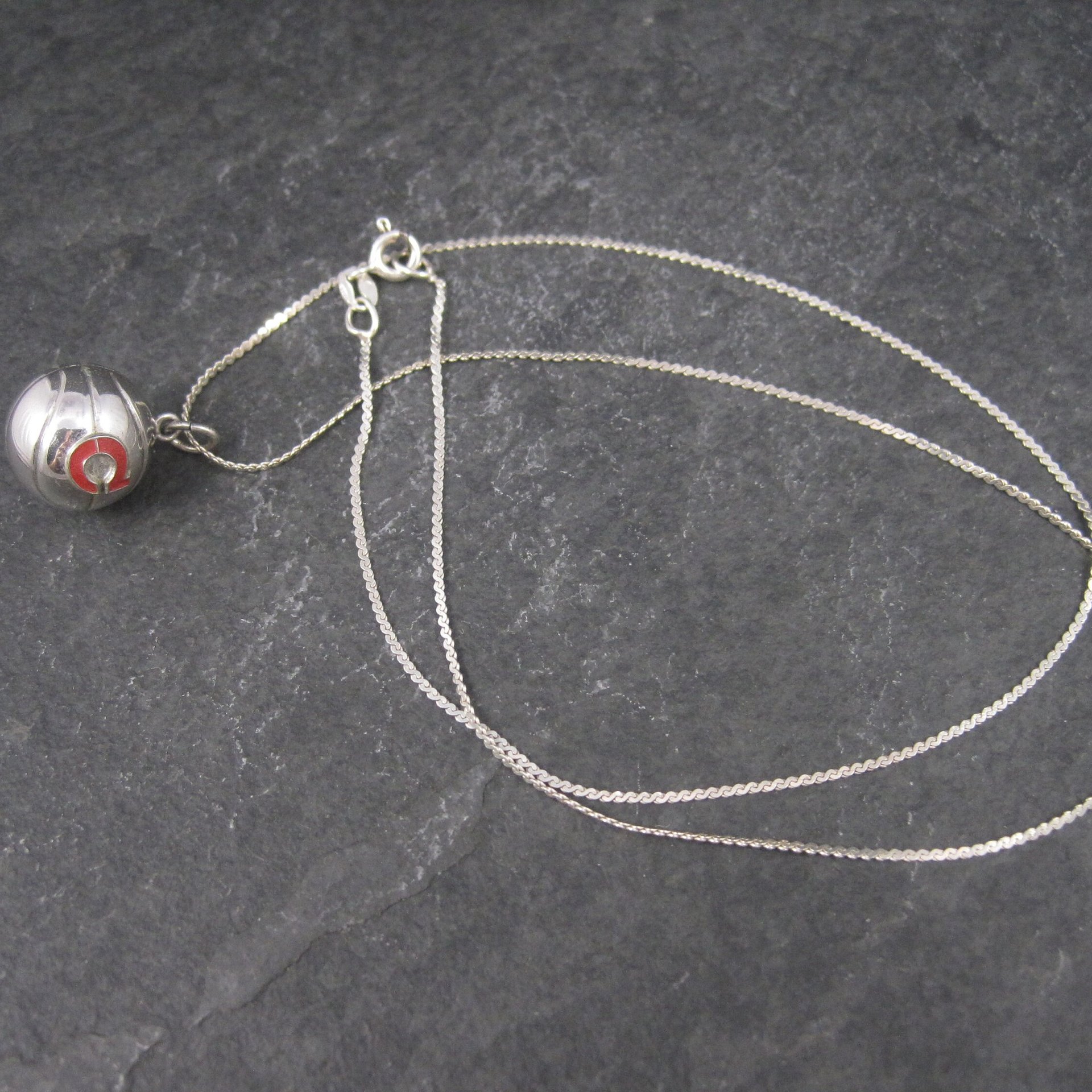 Vintage Sterling 80s Cleveland Basketball Pendant Necklace