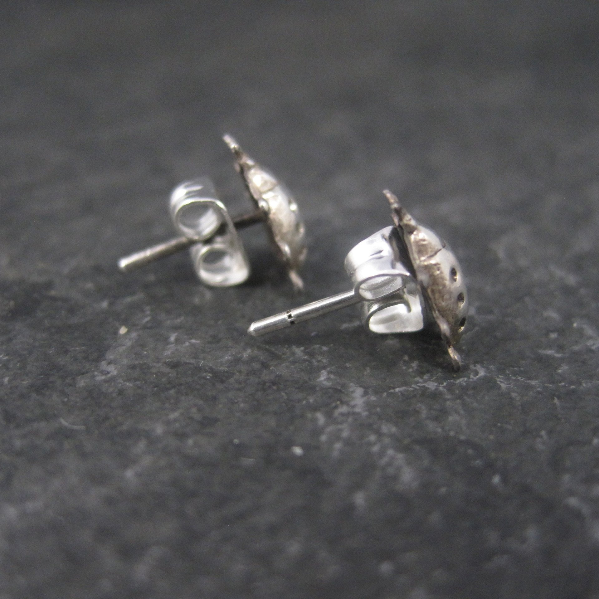 Vintage Sterling Ladybug Stud Earrings