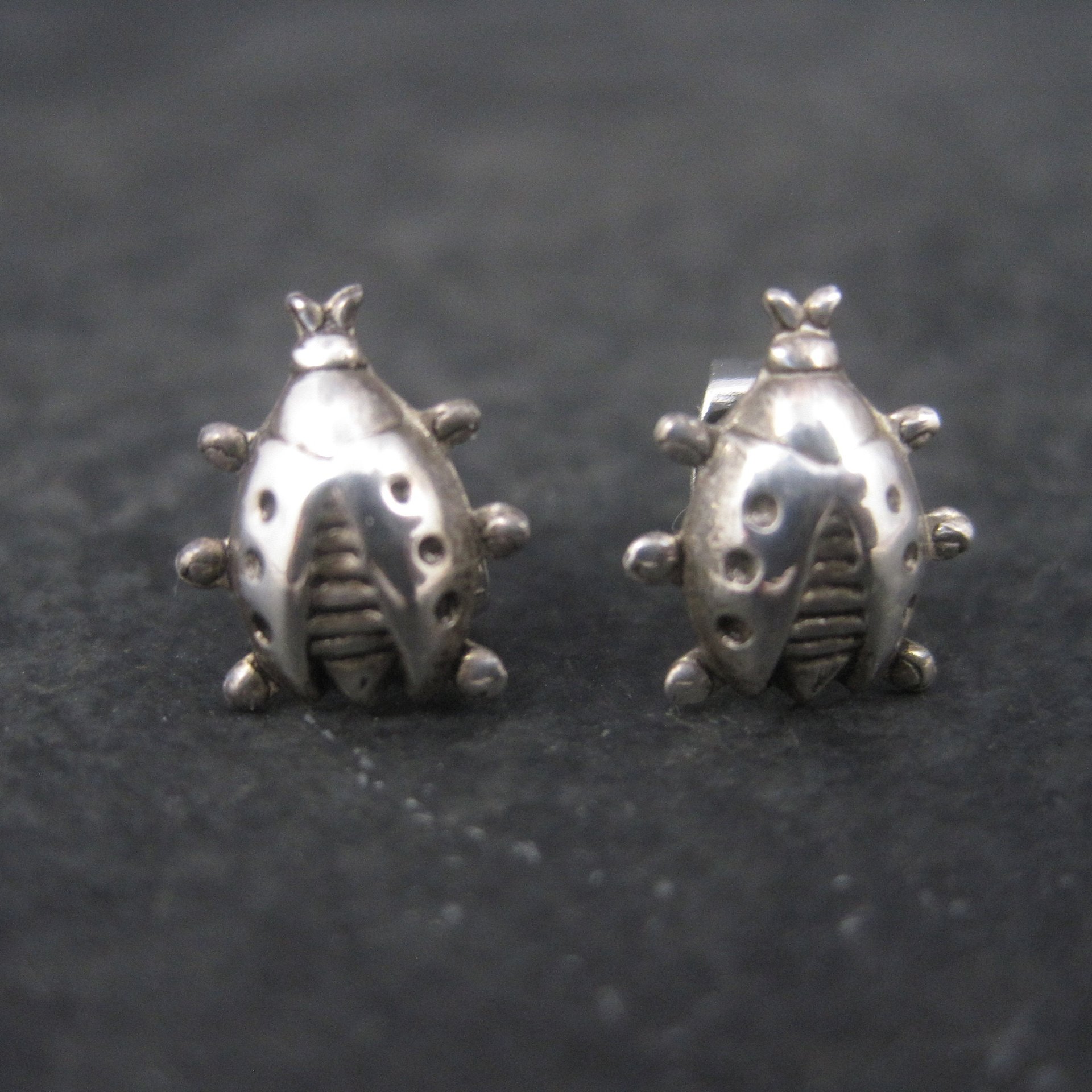 Vintage Sterling Ladybug Stud Earrings