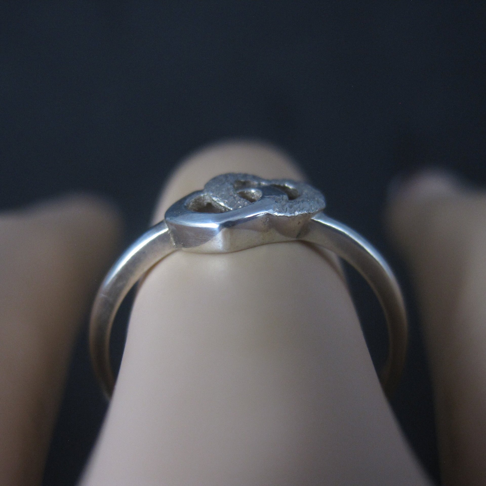 Dainty Italian Sterling Heart Ring New Old Stock Sizes 6 and 8
