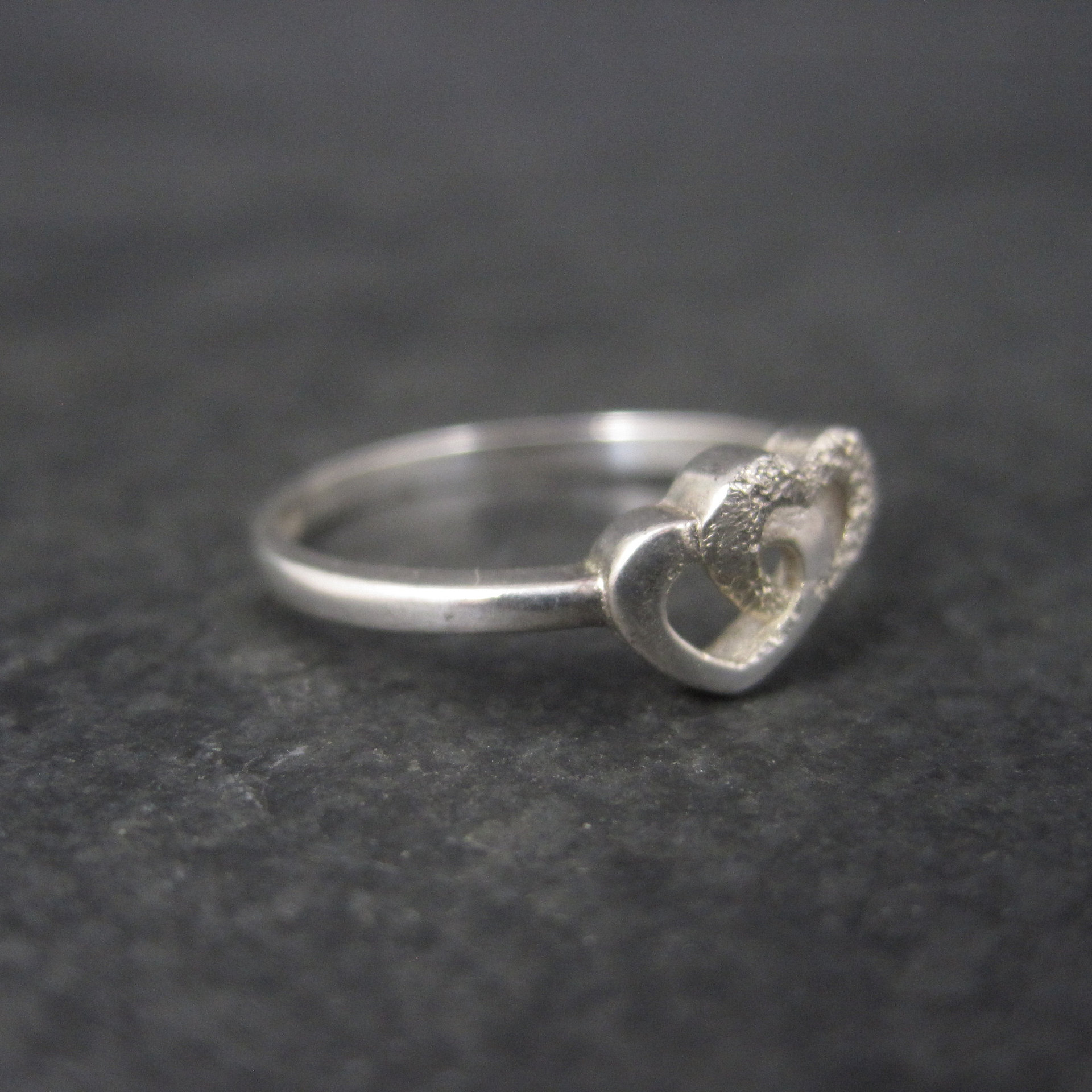 Dainty Italian Sterling Heart Ring New Old Stock Sizes 6 and 8