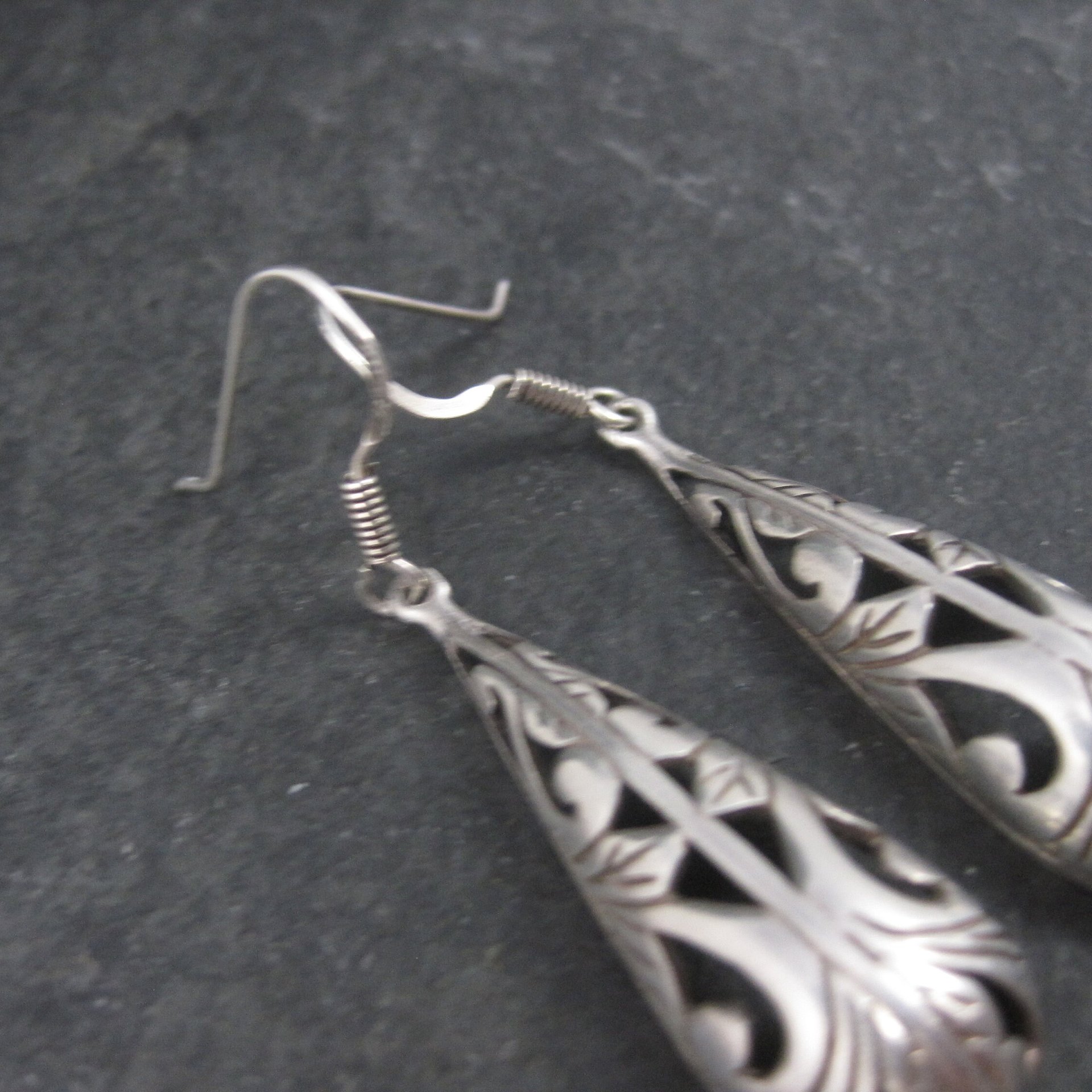 Long Sterling Filigree Earrings