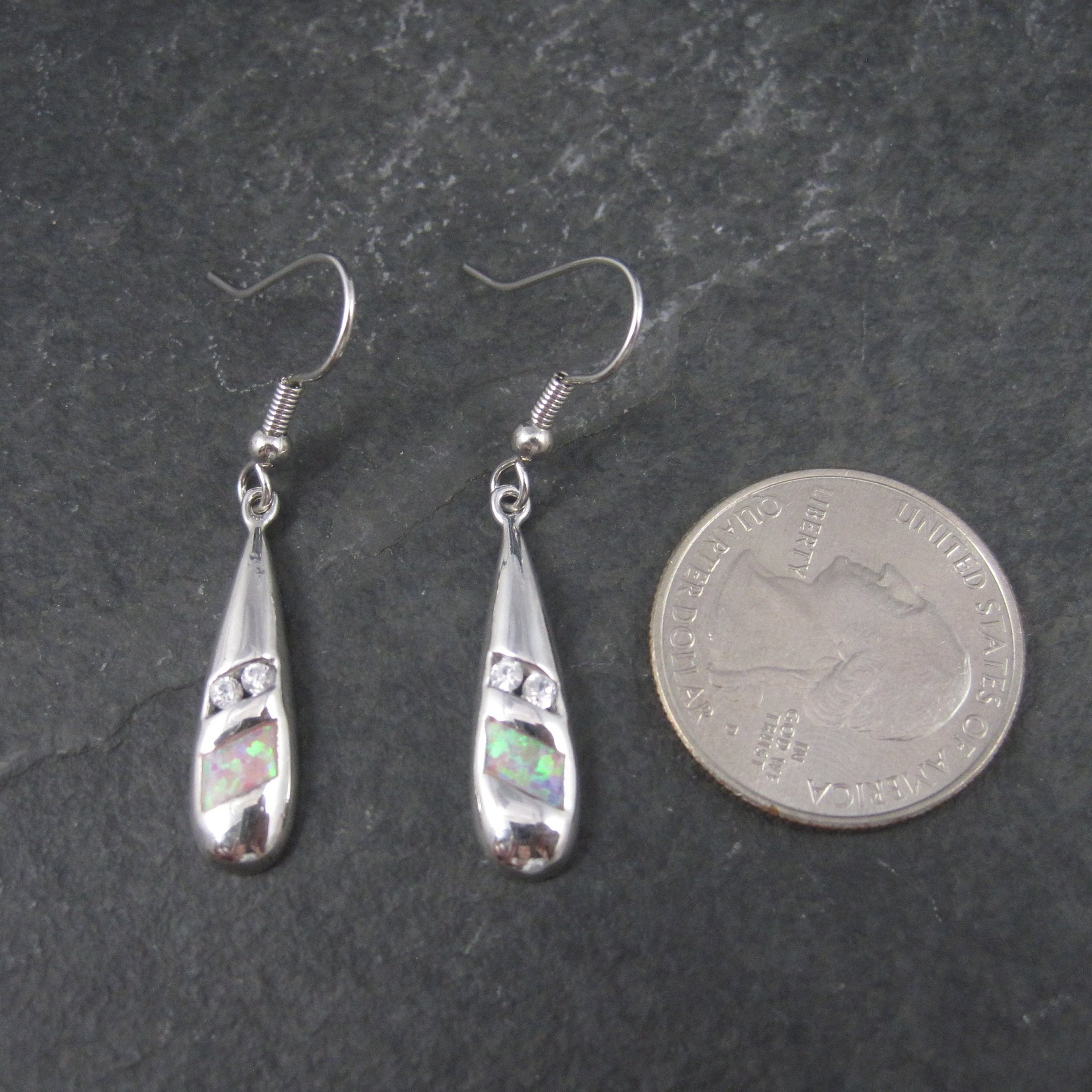 Vintage Sterling Pink Opal Cz Earrings