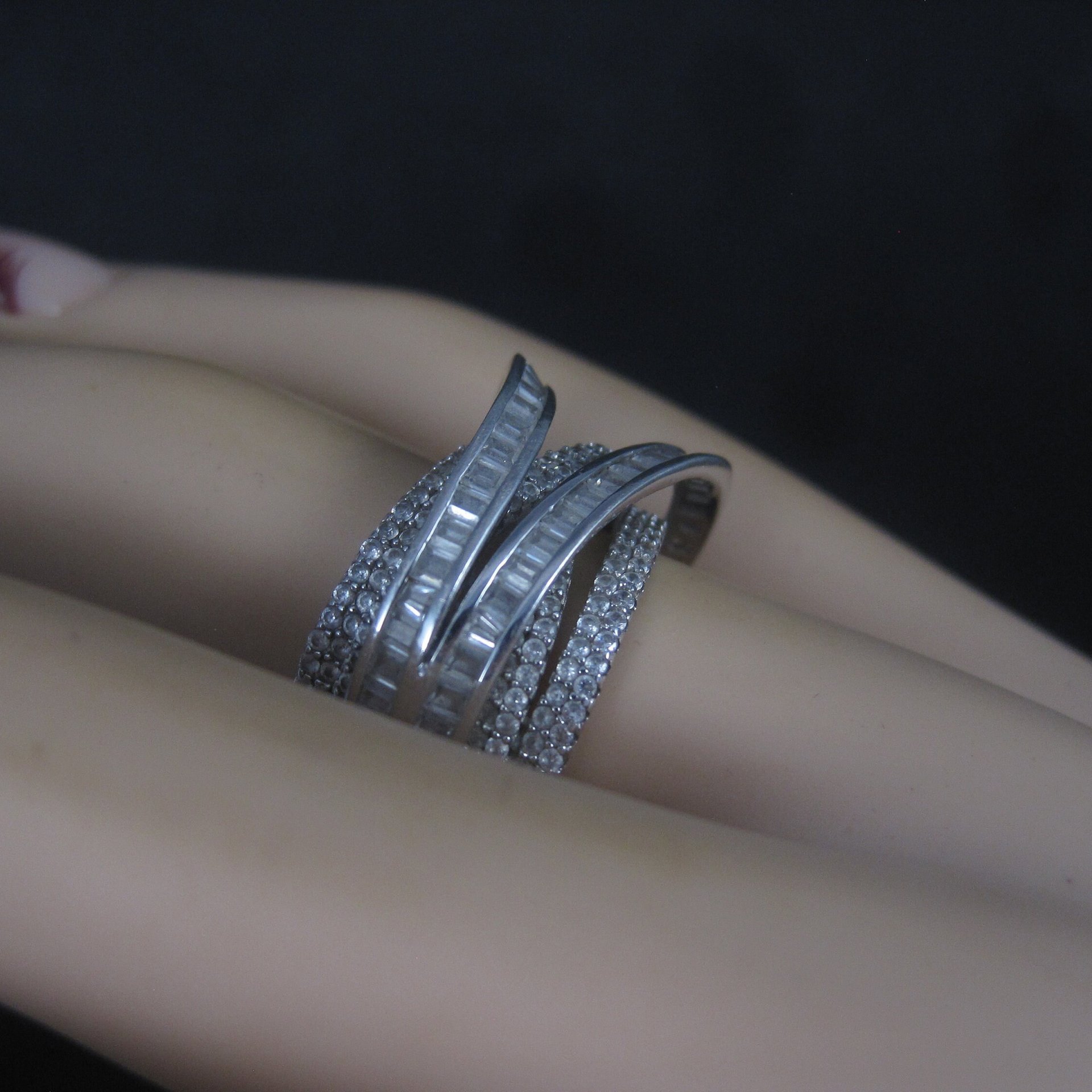 Vintage Sterling Cz Cocktail Ring Size 7 QVC