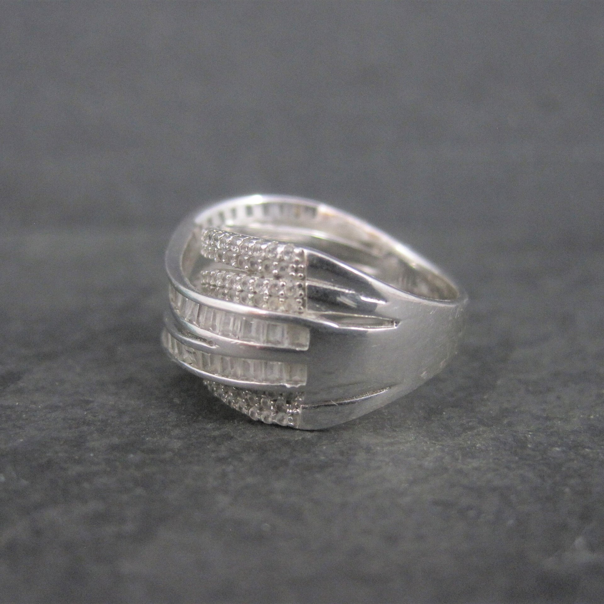 Vintage Sterling Cz Cocktail Ring Size 7 QVC