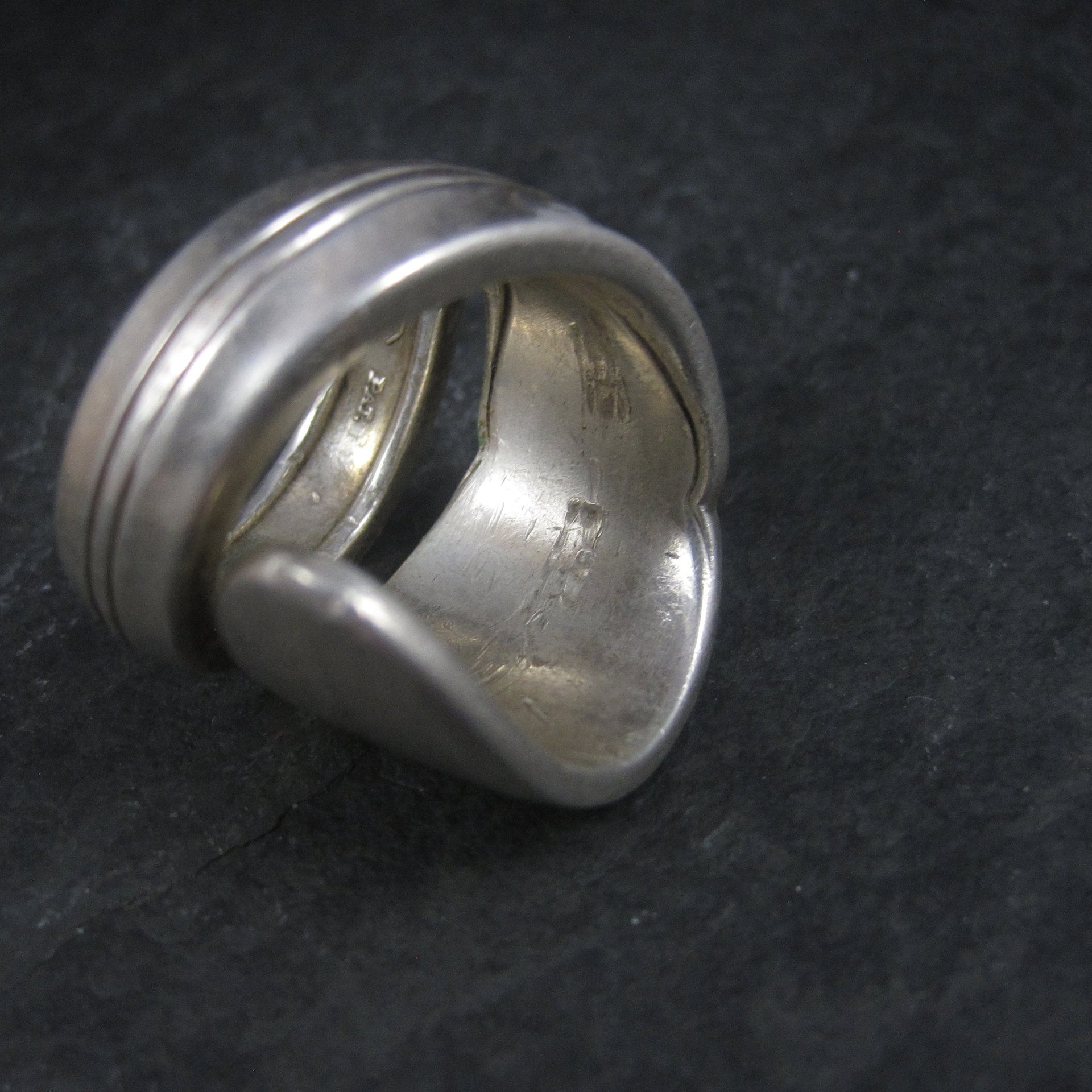 Heavy Silver Plate Rose Spoon Ring Size 10