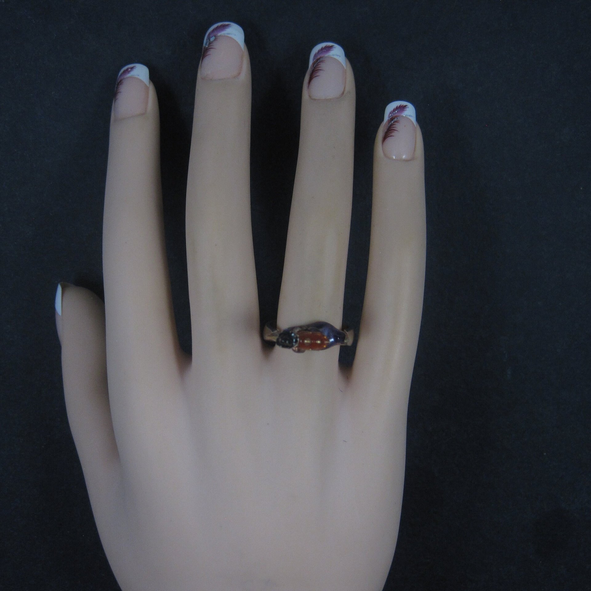 Vintage Sterling Enamel Witch Ring Size 7.5
