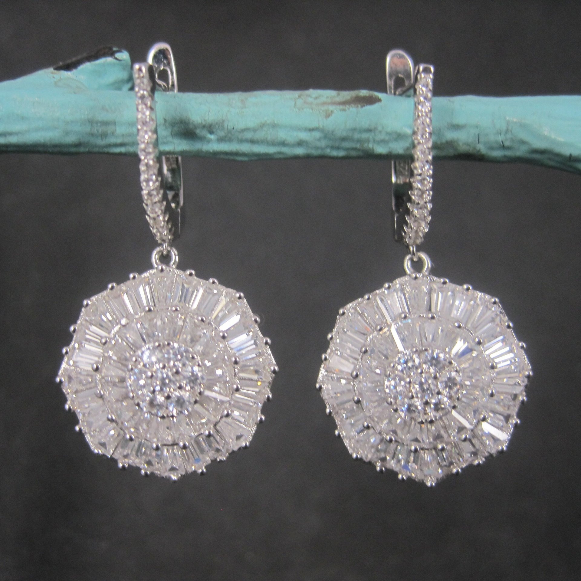 Vintage Sterling Cubic Zirconia Latch Earrings