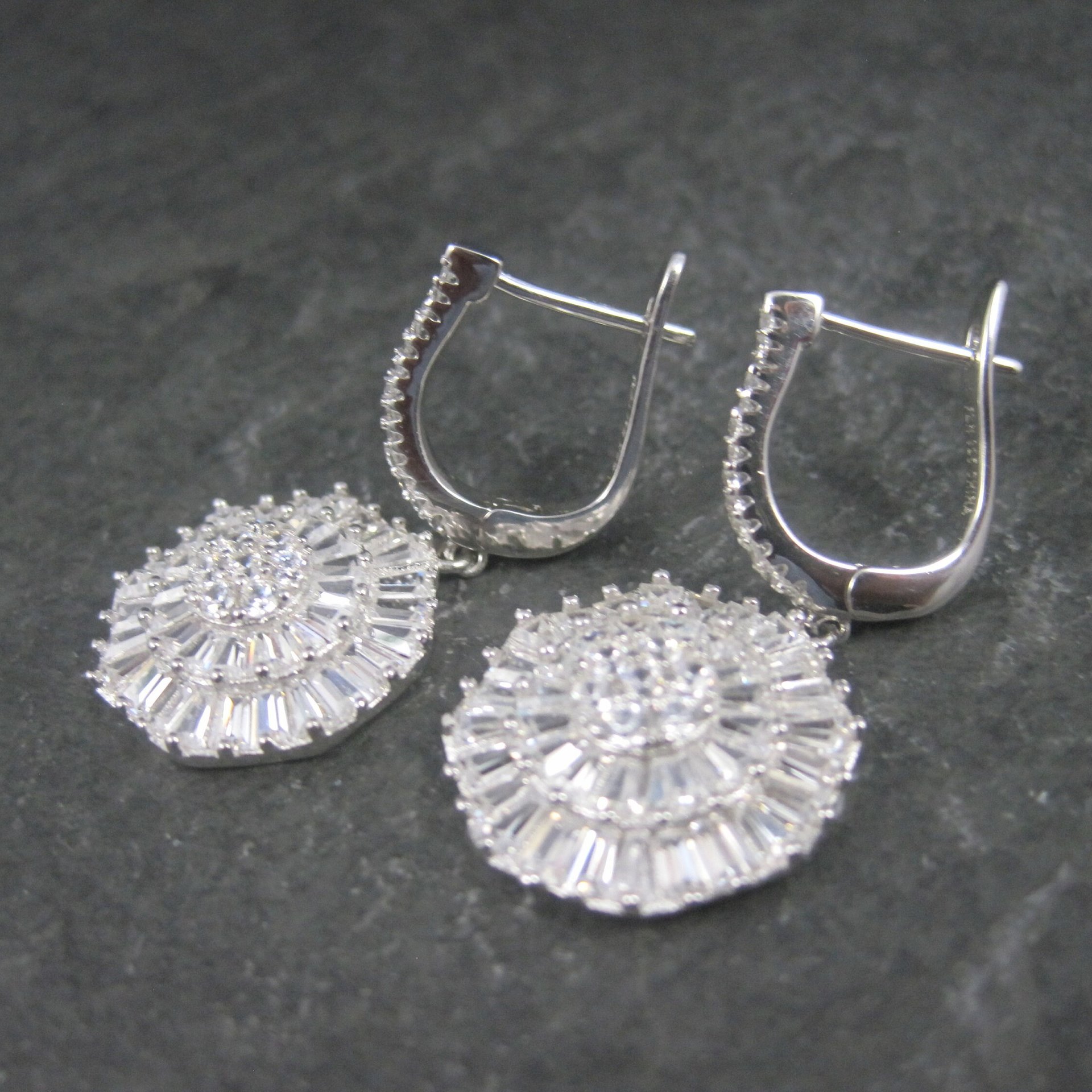 Vintage Sterling Cubic Zirconia Latch Earrings