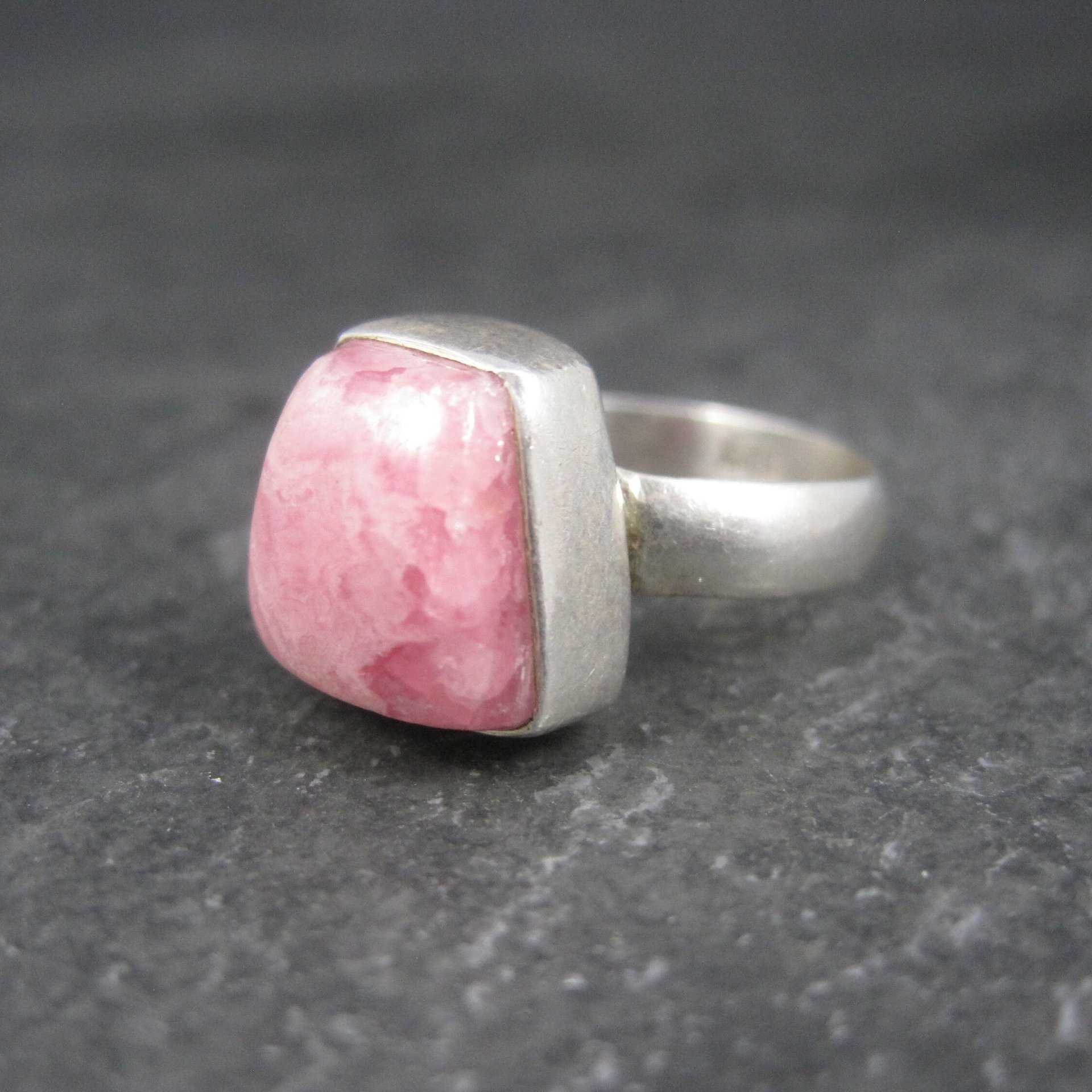 Vintage Sterling Rhodochrosite Ring Size 7
