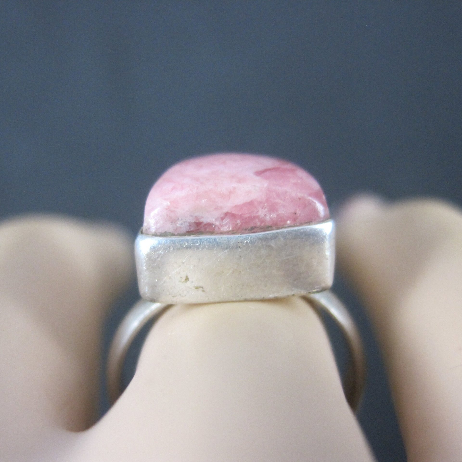Vintage Sterling Rhodochrosite Ring Size 7