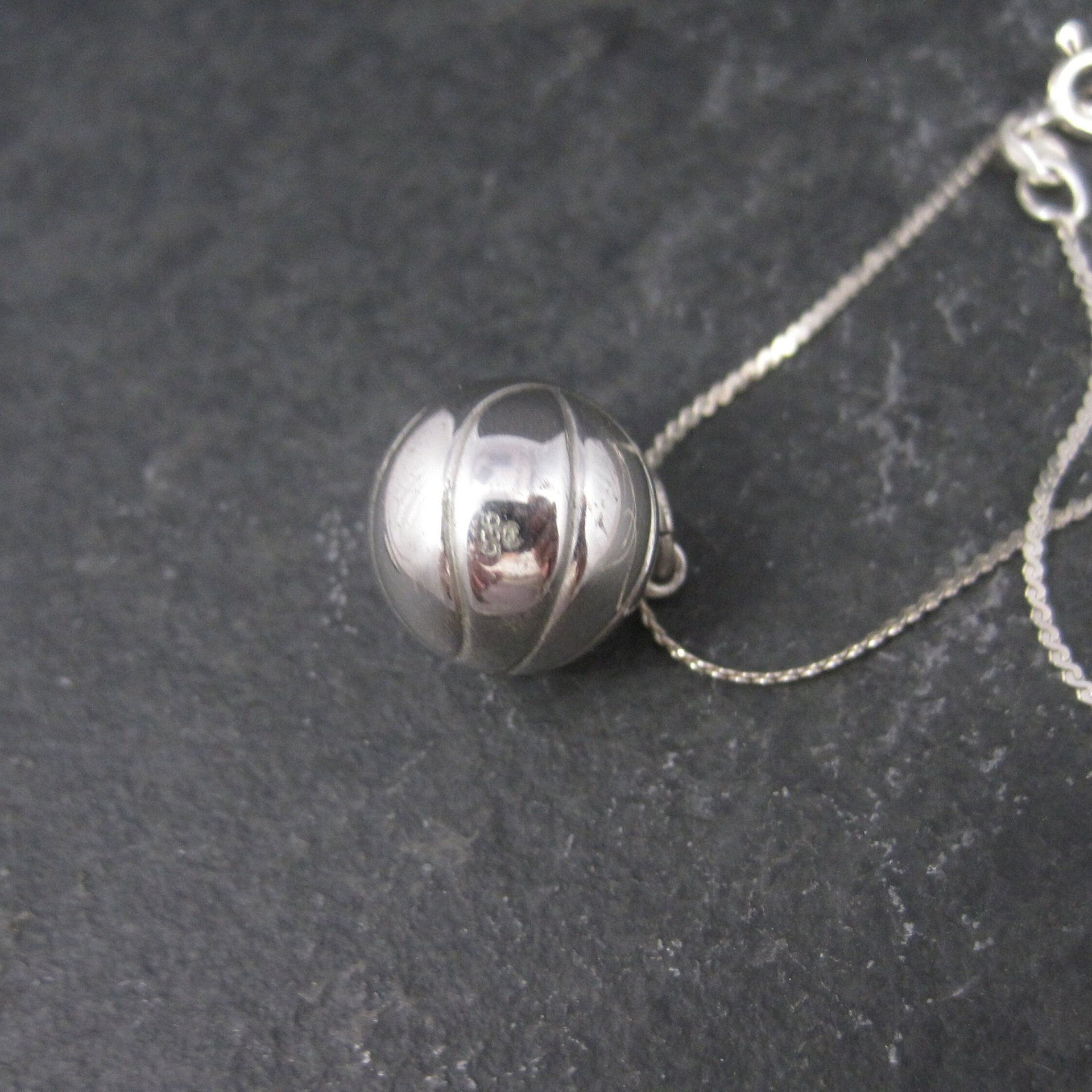 Vintage Sterling 80s Cleveland Basketball Pendant Necklace