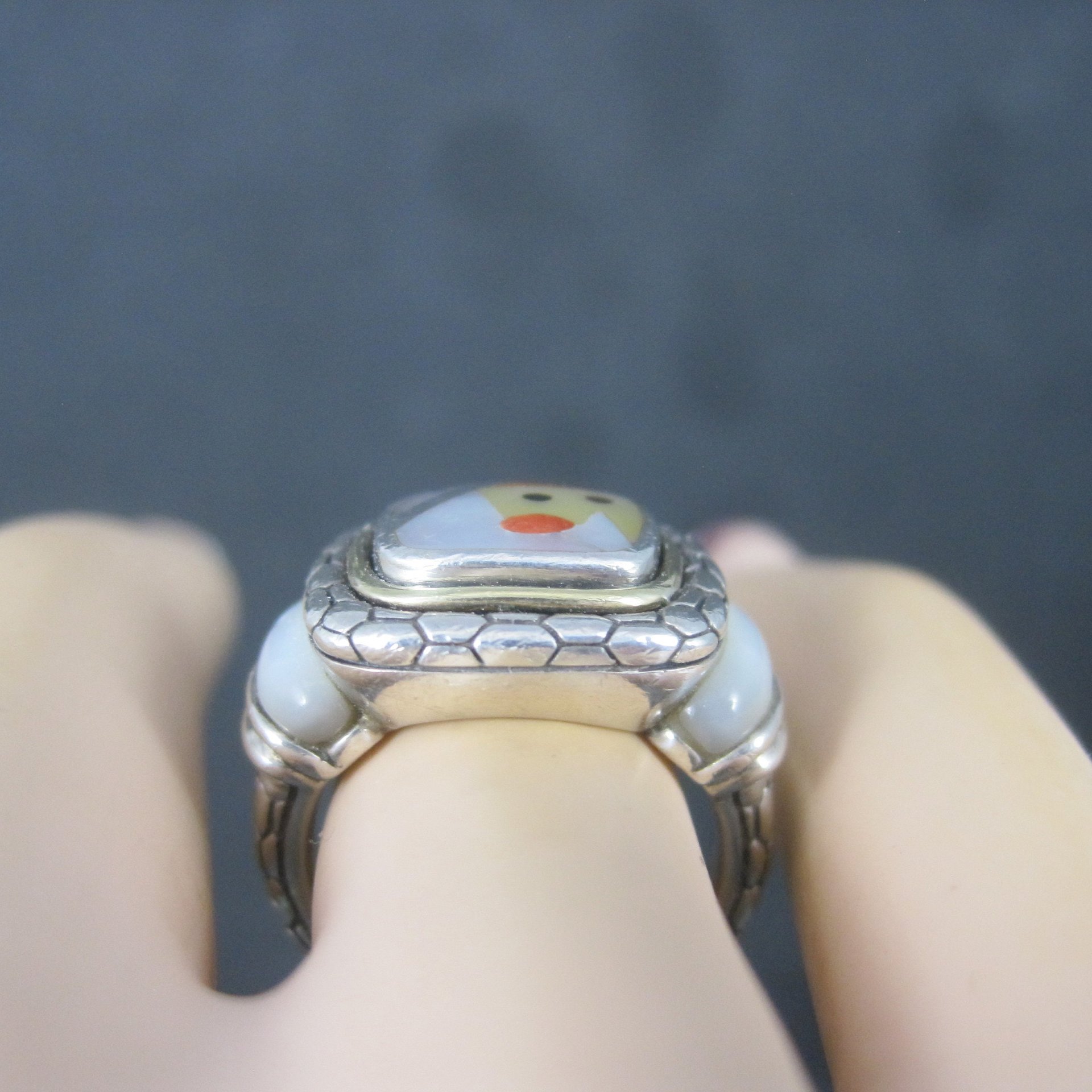Vintage Sterling 18K Picasso Inlay Ring Size 5.5 Grossbardt