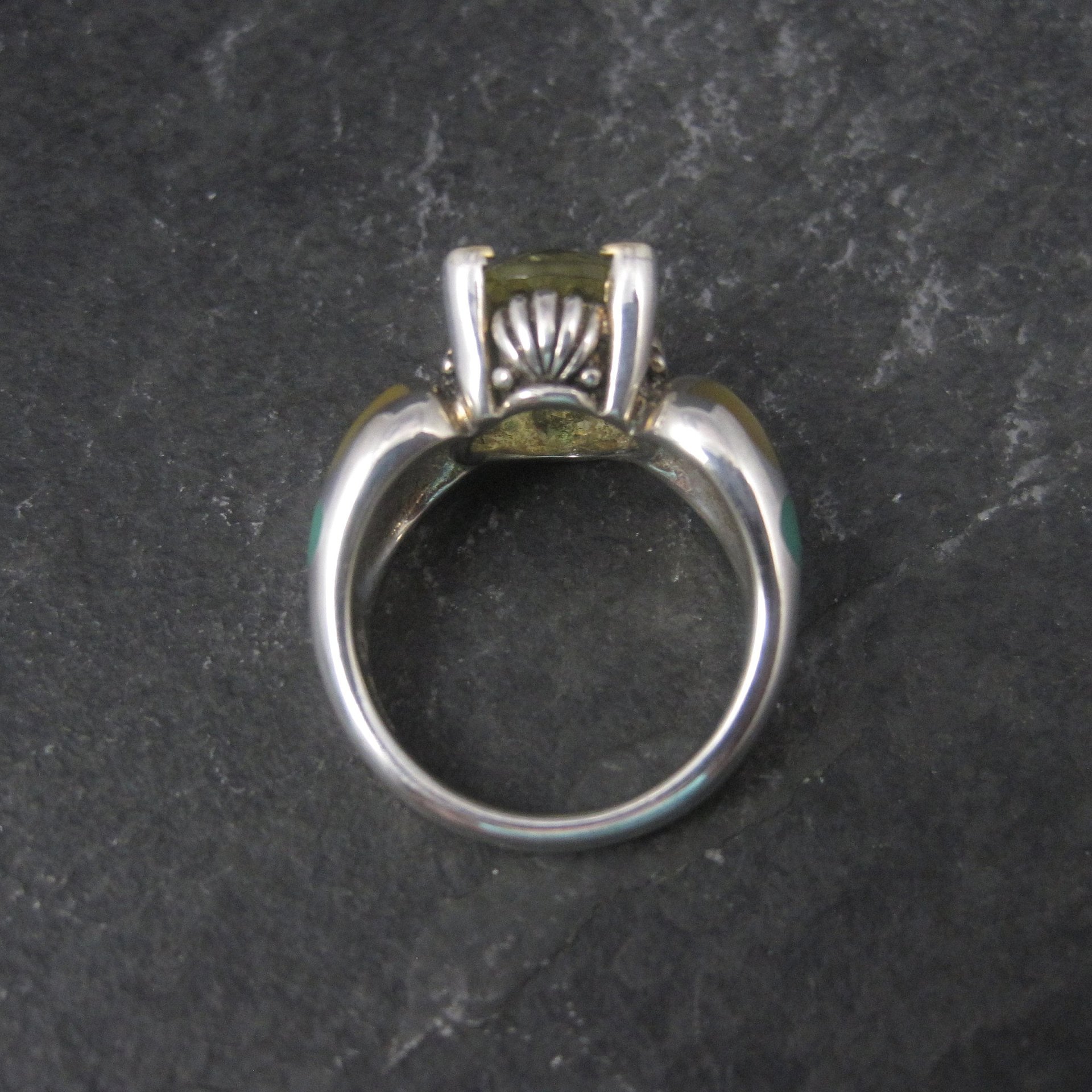 Vintage Sterling 18K Lemon Quartz Inlay Butterfly Ring Size 8 Asch Grossbardt