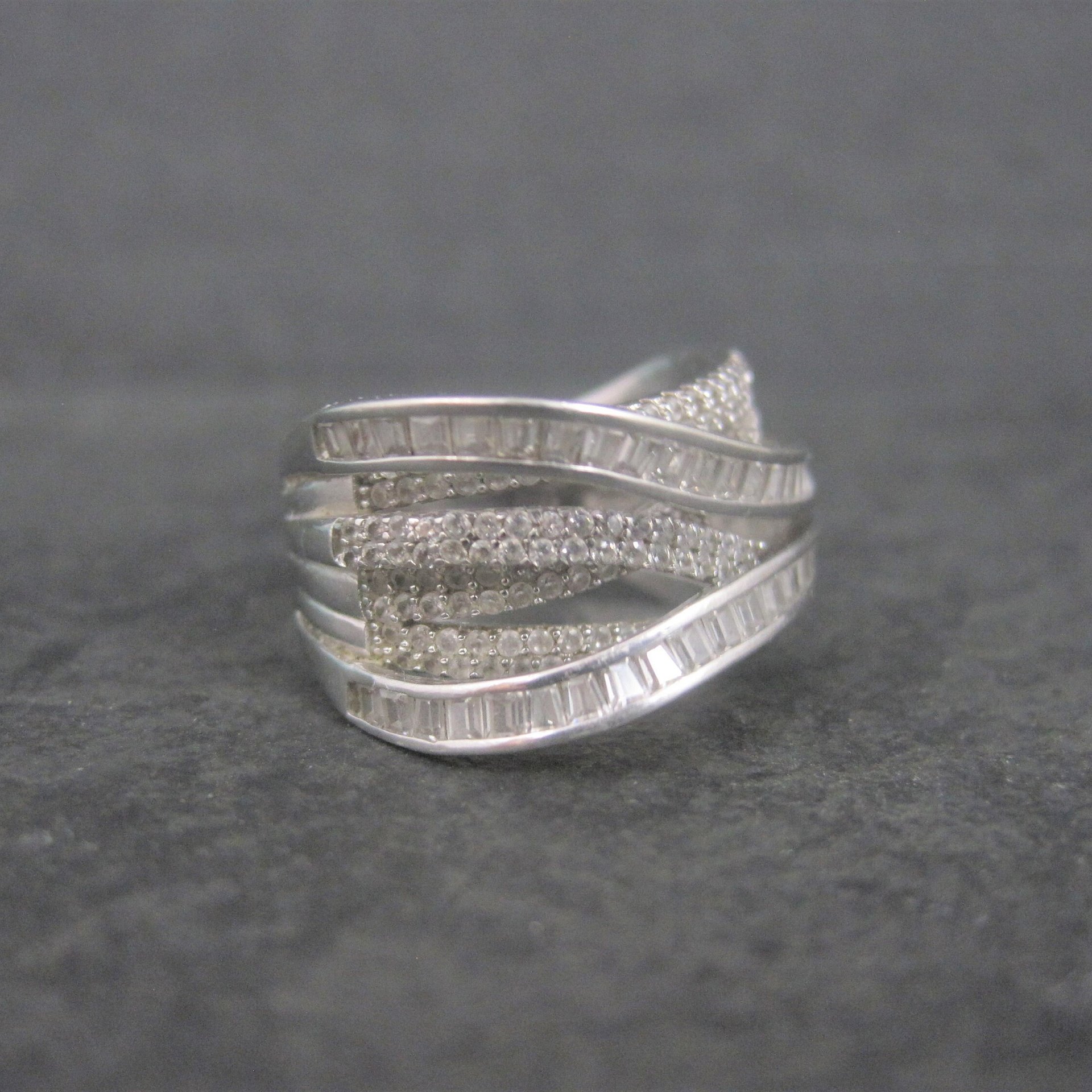 Vintage Sterling Cz Cocktail Ring Size 7 QVC