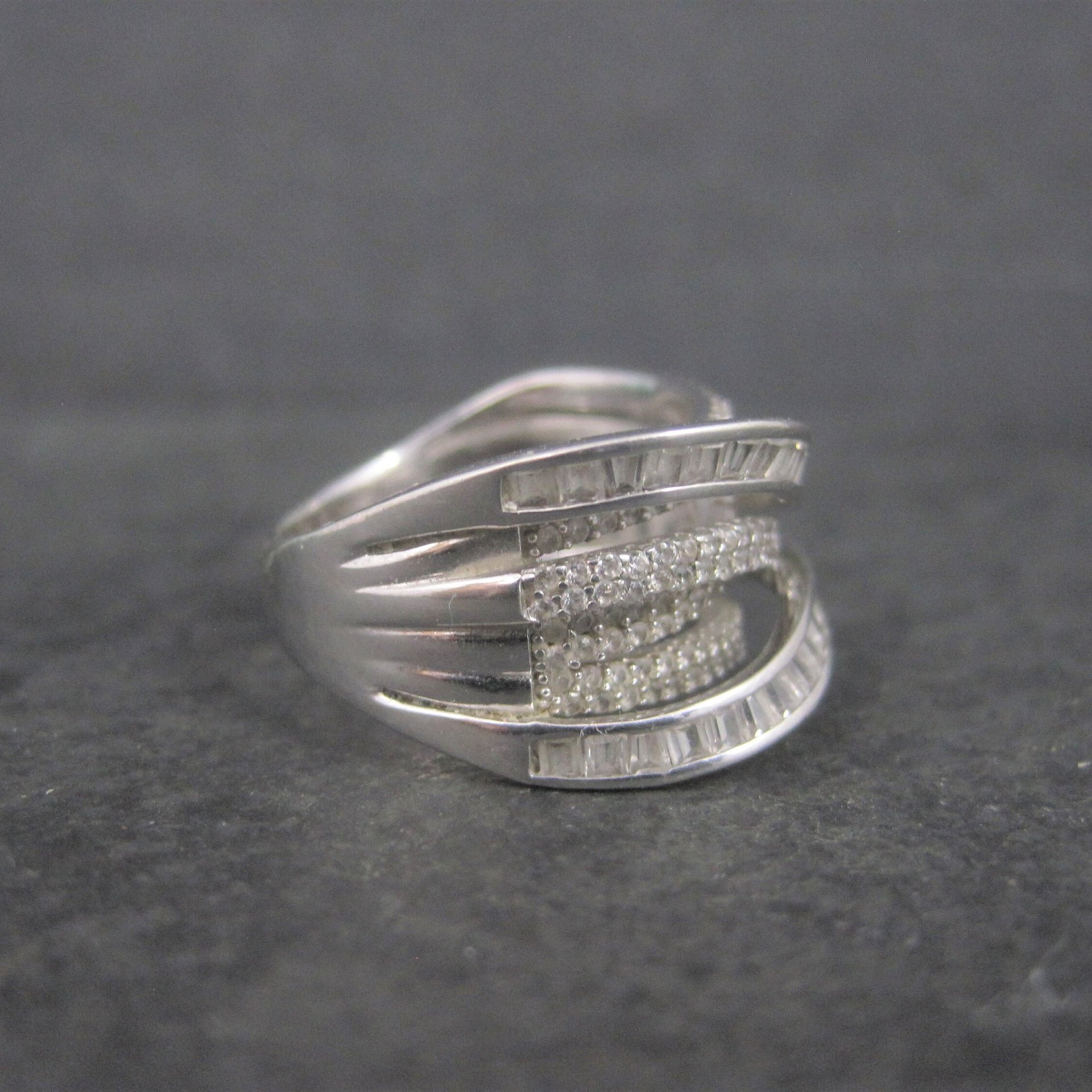 Vintage Sterling Cz Cocktail Ring Size 7 QVC