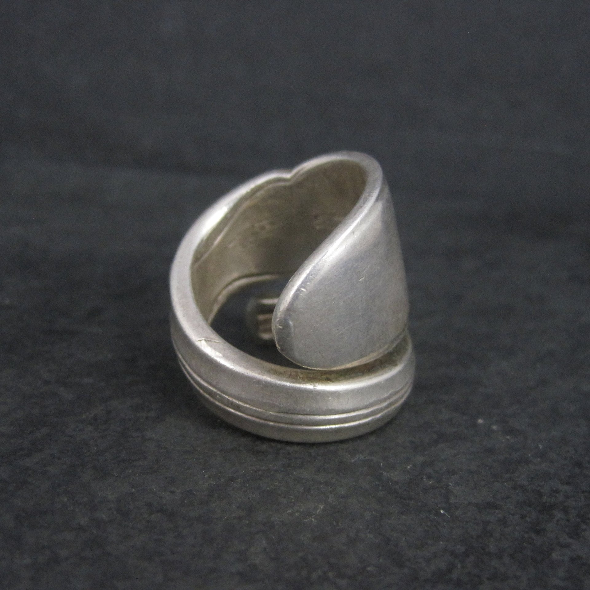 Heavy Silver Plate Rose Spoon Ring Size 10